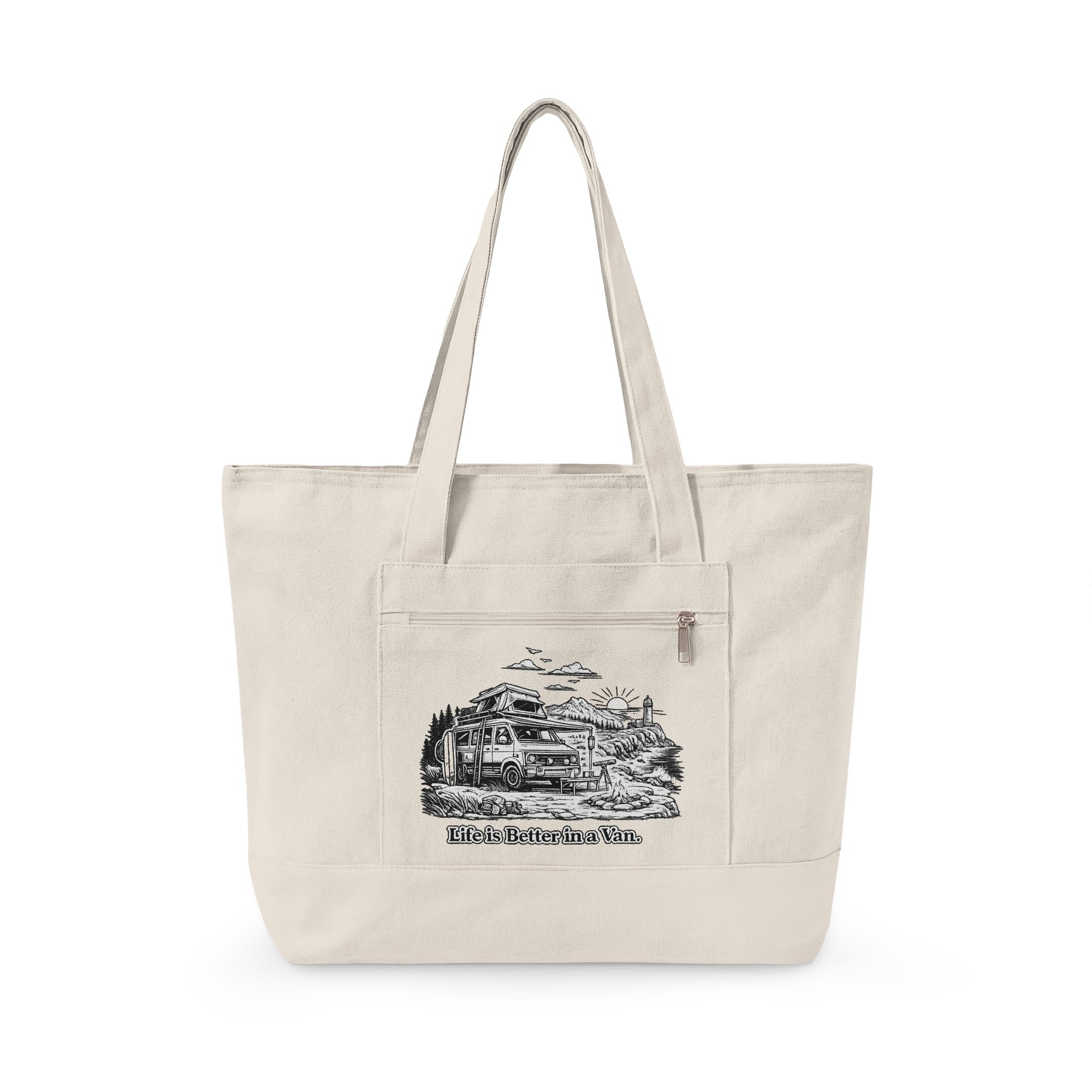 17928362868404843606_2048.jpeg Zippered Canvas Tote — "Life Is Better In A Van" (Design Minimal-Line)