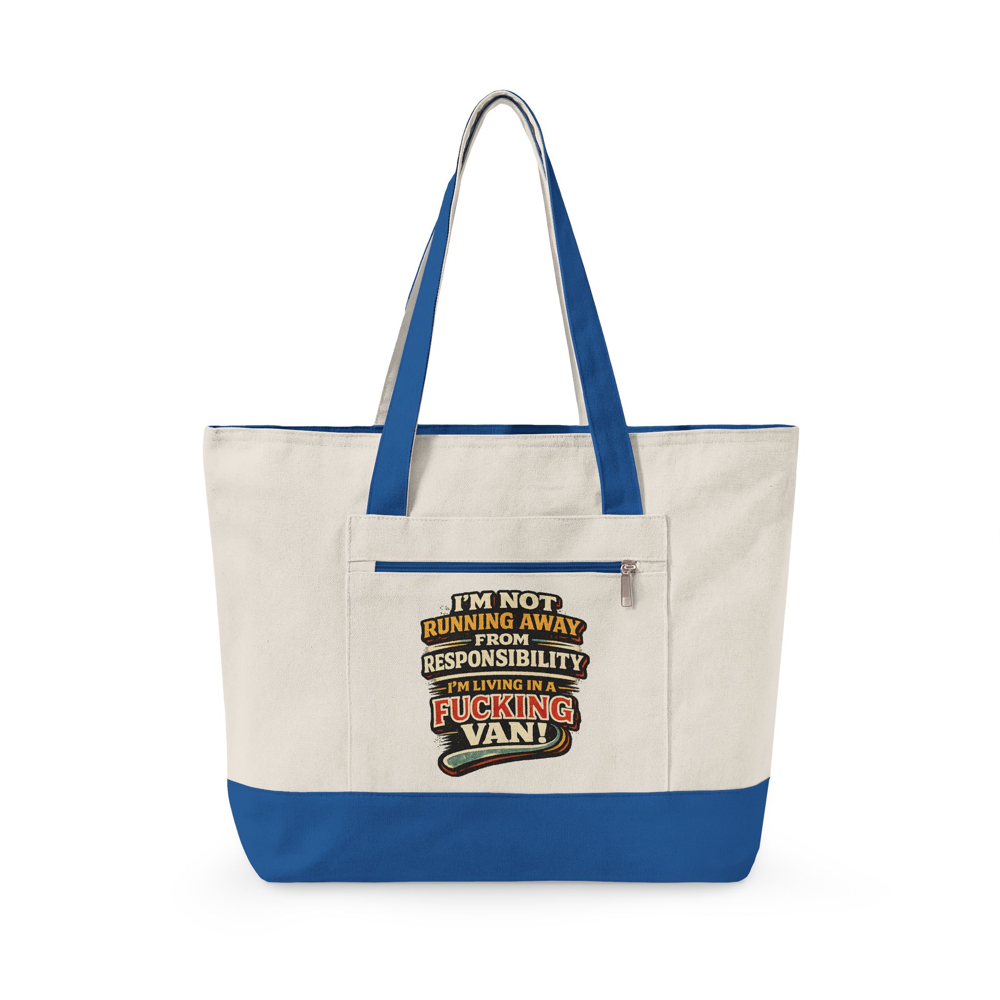 Zippered Canvas Tote — "Im Not Running Away" (Design F**K-Line)