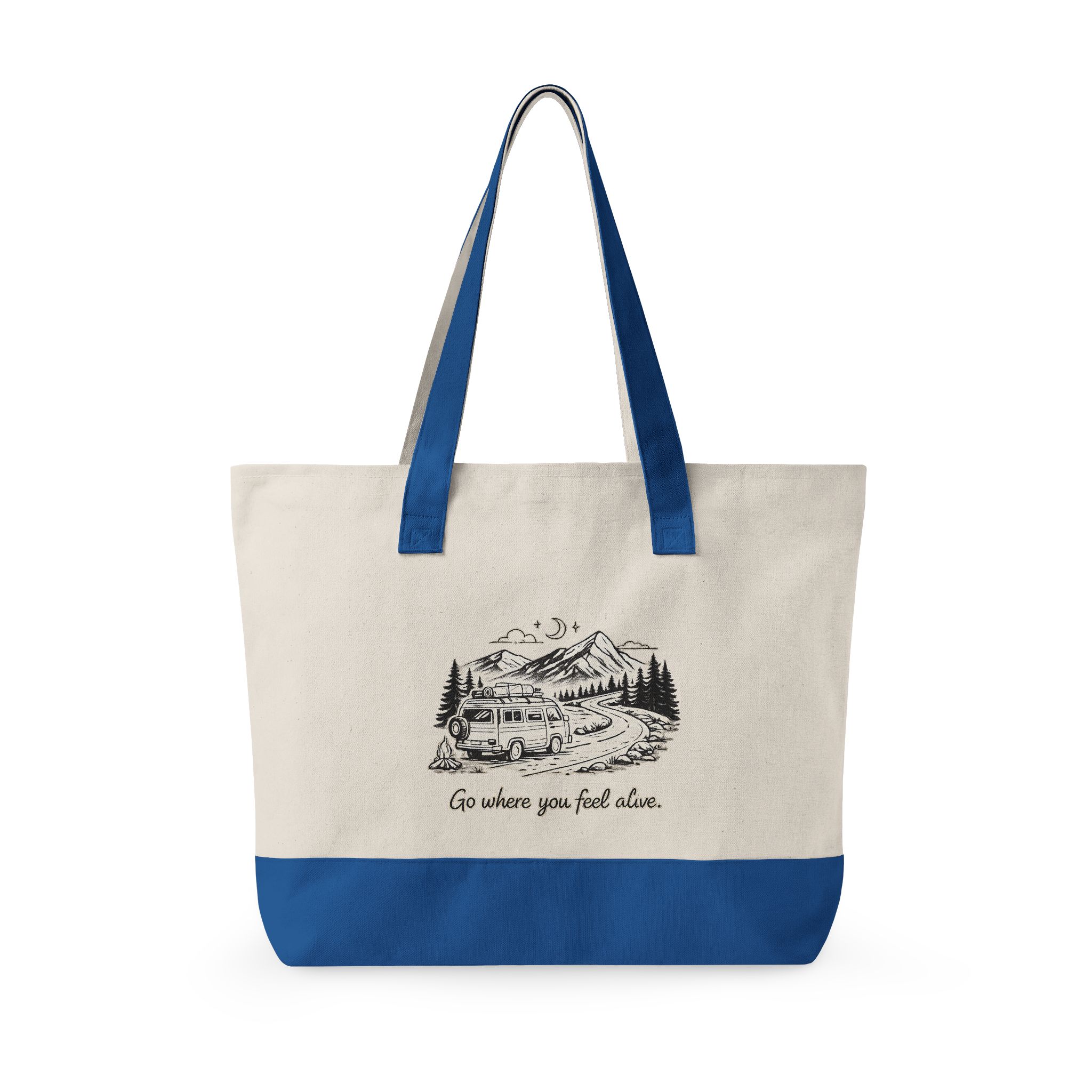 18402617508322615482_2048.jpeg Zippered Canvas Tote — "Go Where You Feel Alive" (Design Minimal-Line)