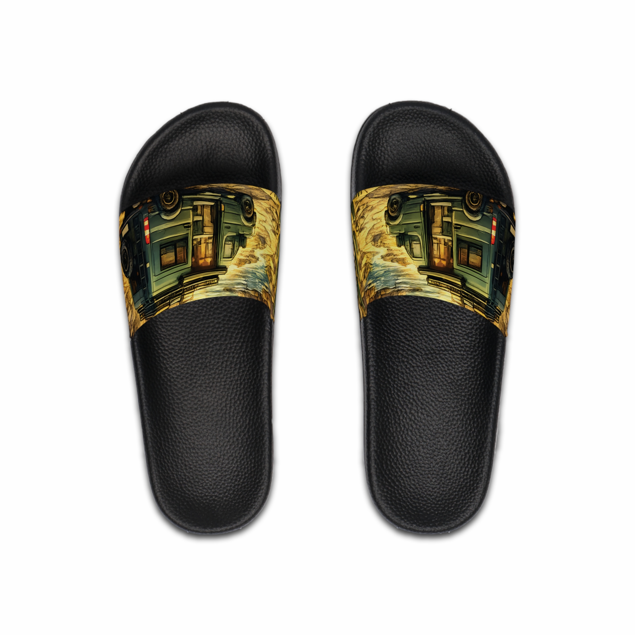 Men's Slide Sandals — Mercedes Camper Vibes for Men (Cubic-Line)