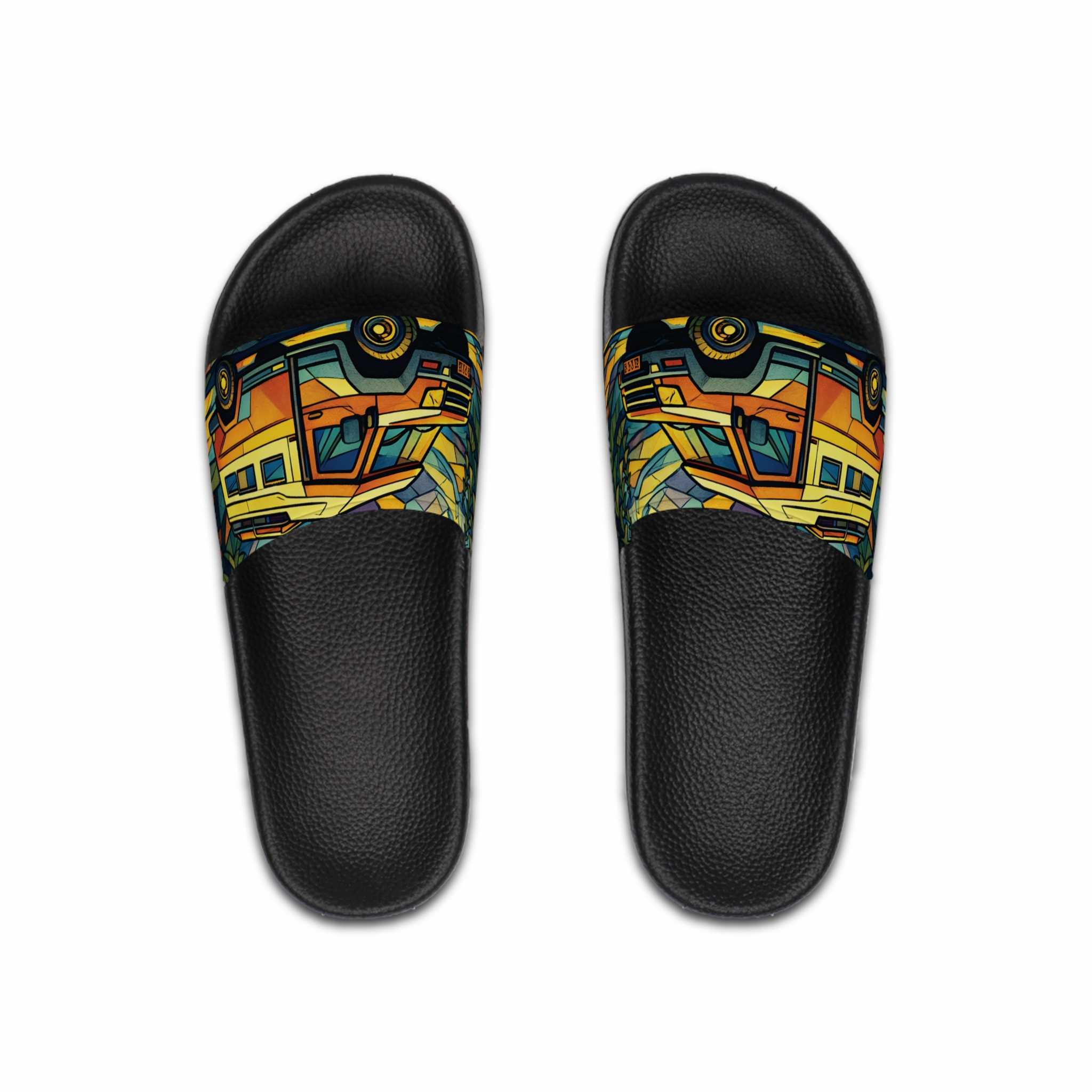 Men's Slide Sandals — Vintage Camper Vibes for Men (Cubic-Line)