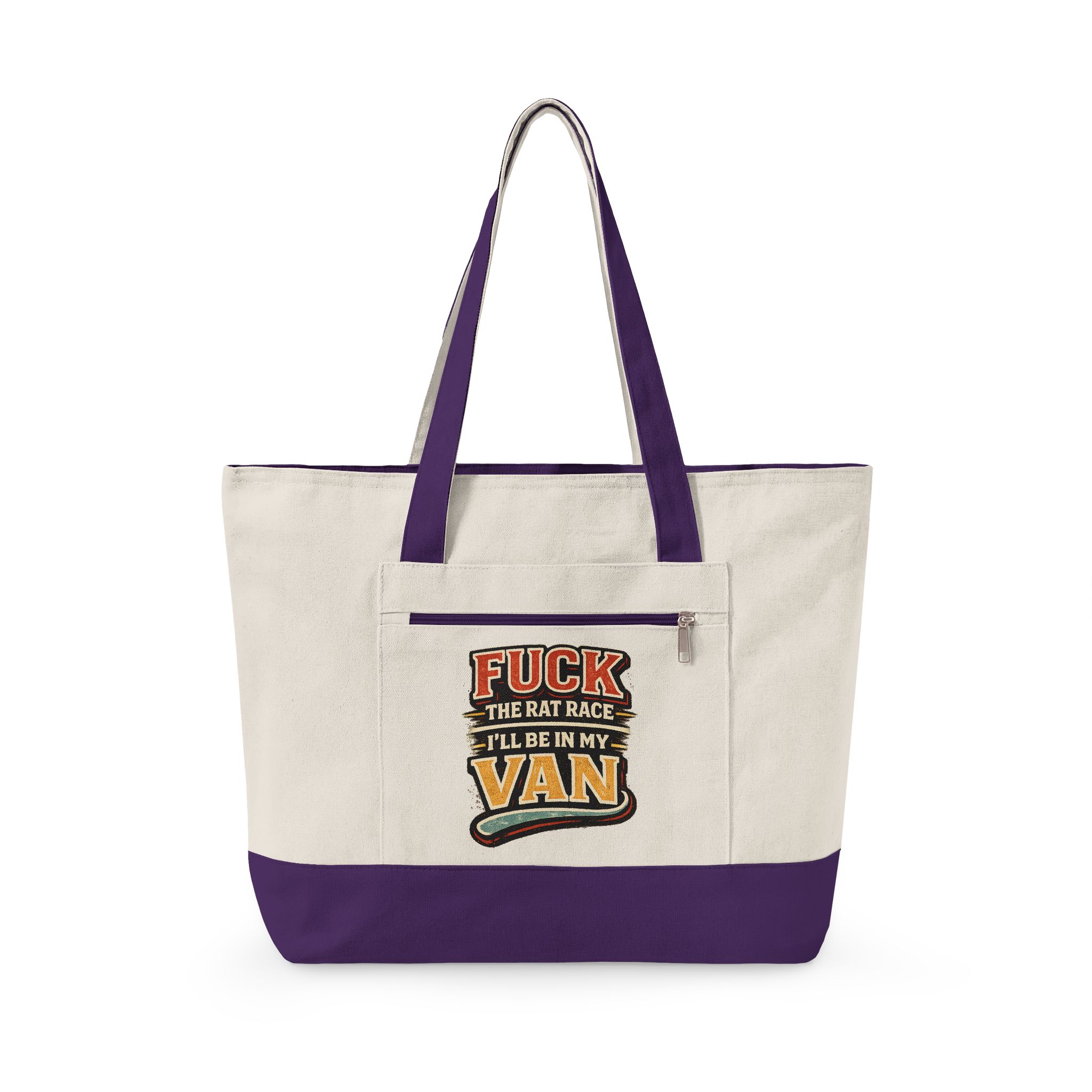 2309637651008854332_2048.jpeg Zippered Canvas Tote — "Fuck The Rat Race" (Design F**K-Line)