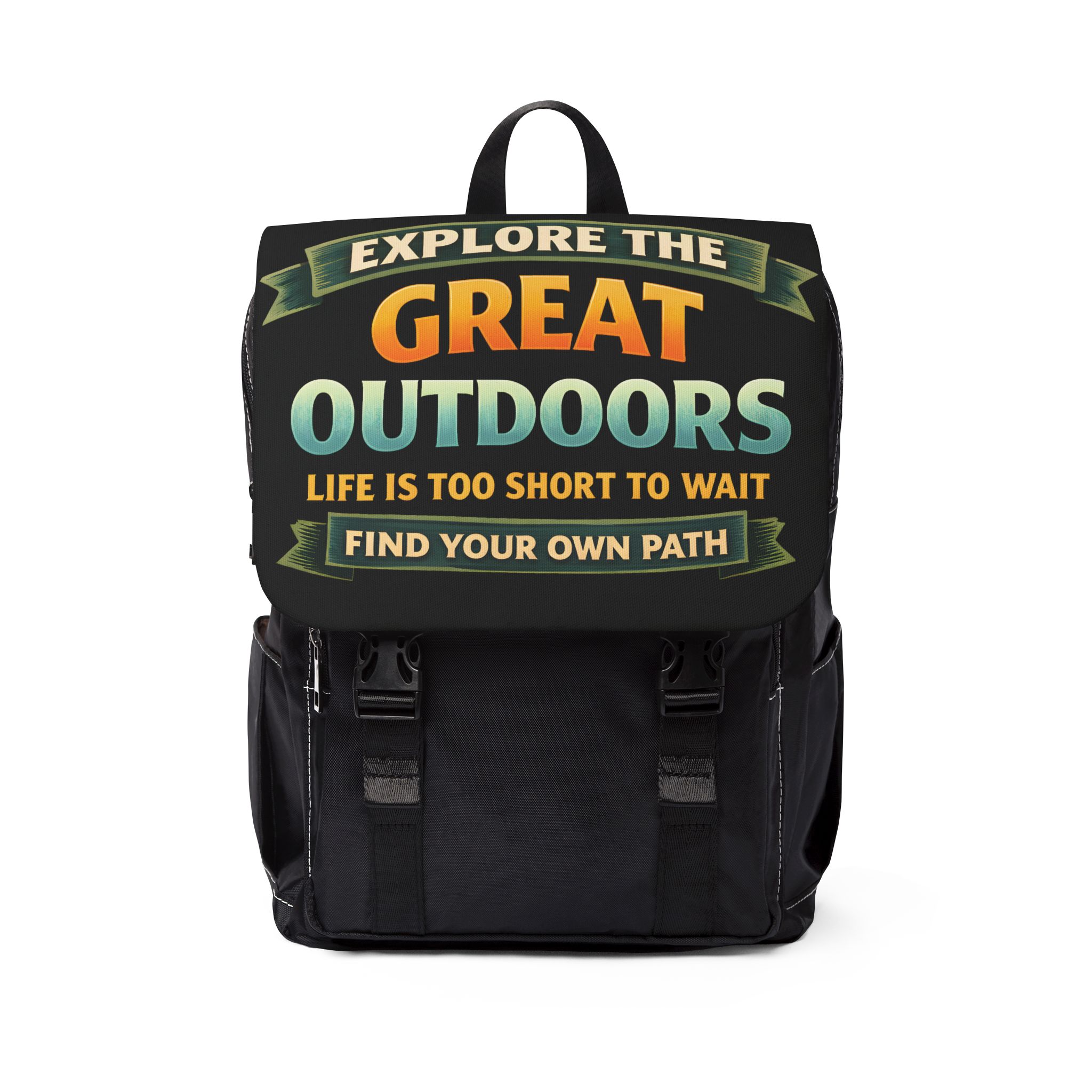 Unisex Casual Shoulder Backpack—"Explore The Great Outdoors" Design Scenic-Line(Campervan)
