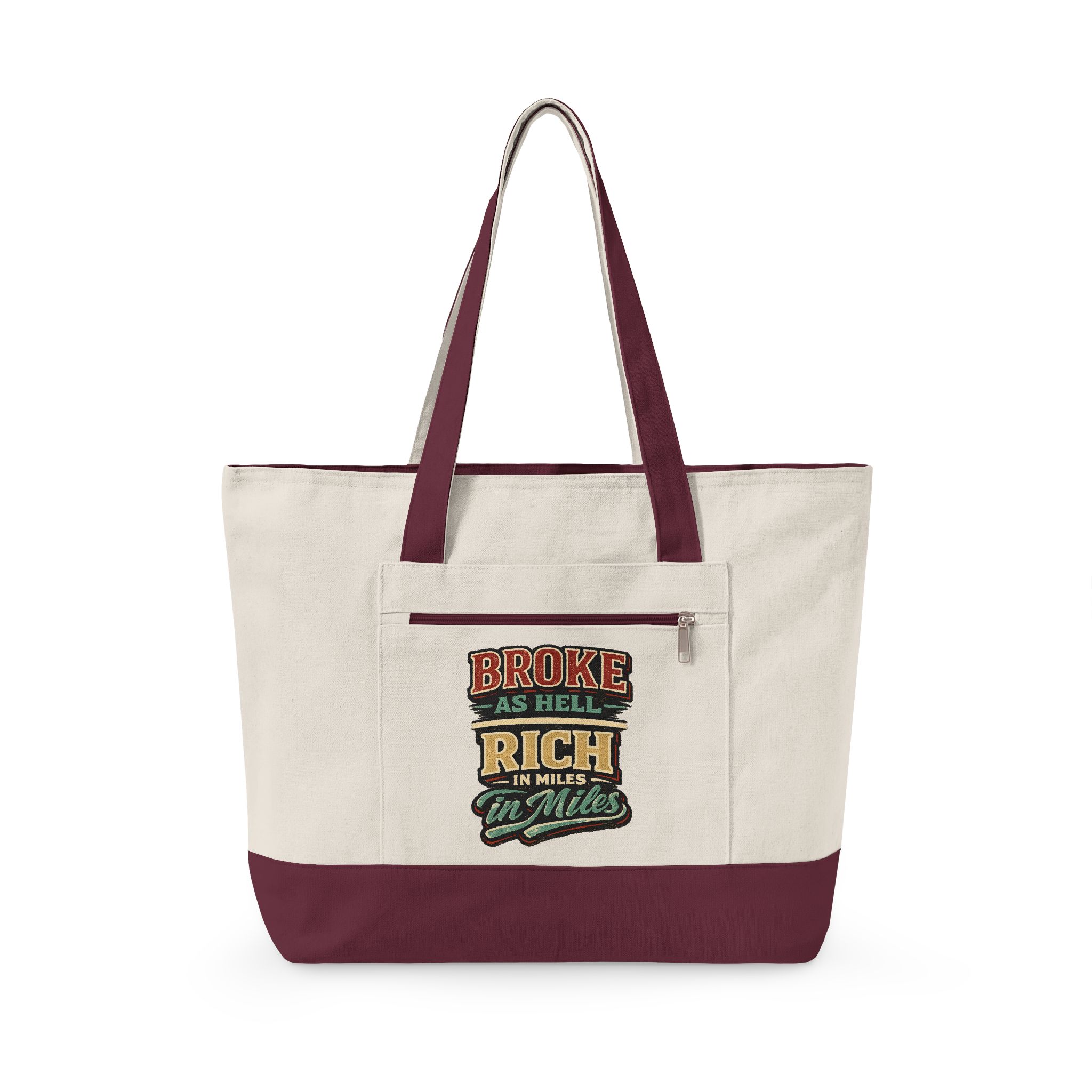 Zippered Canvas Tote — "Broke As Hell" (Design F**K-Line)