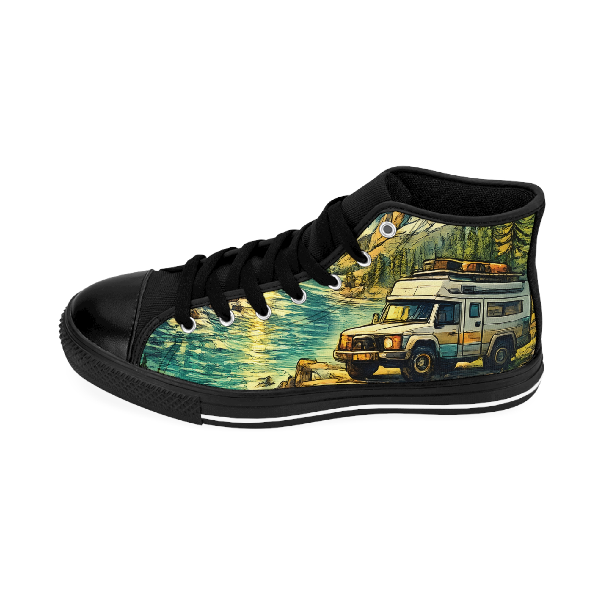 Women's Classic Sneakers – Vintage Camper Print (Cubic-Line)