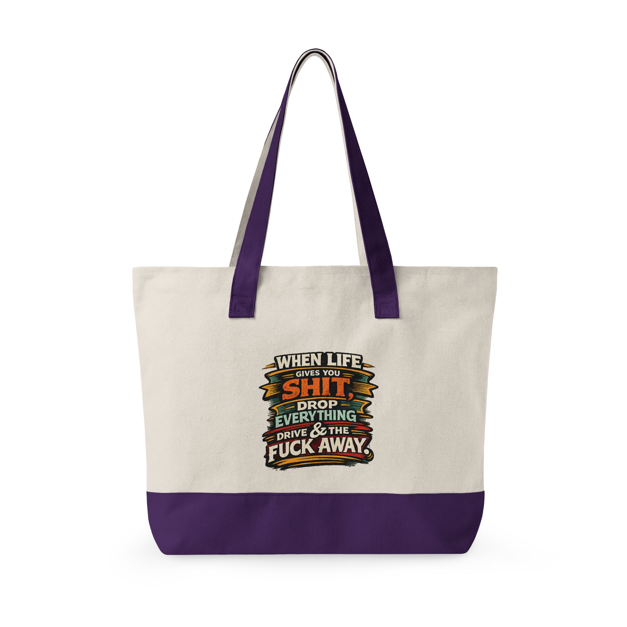 3336807362910163562_2048.jpeg Zippered Canvas Tote — "When Life Gives You Shit" (Design F**K-Line)