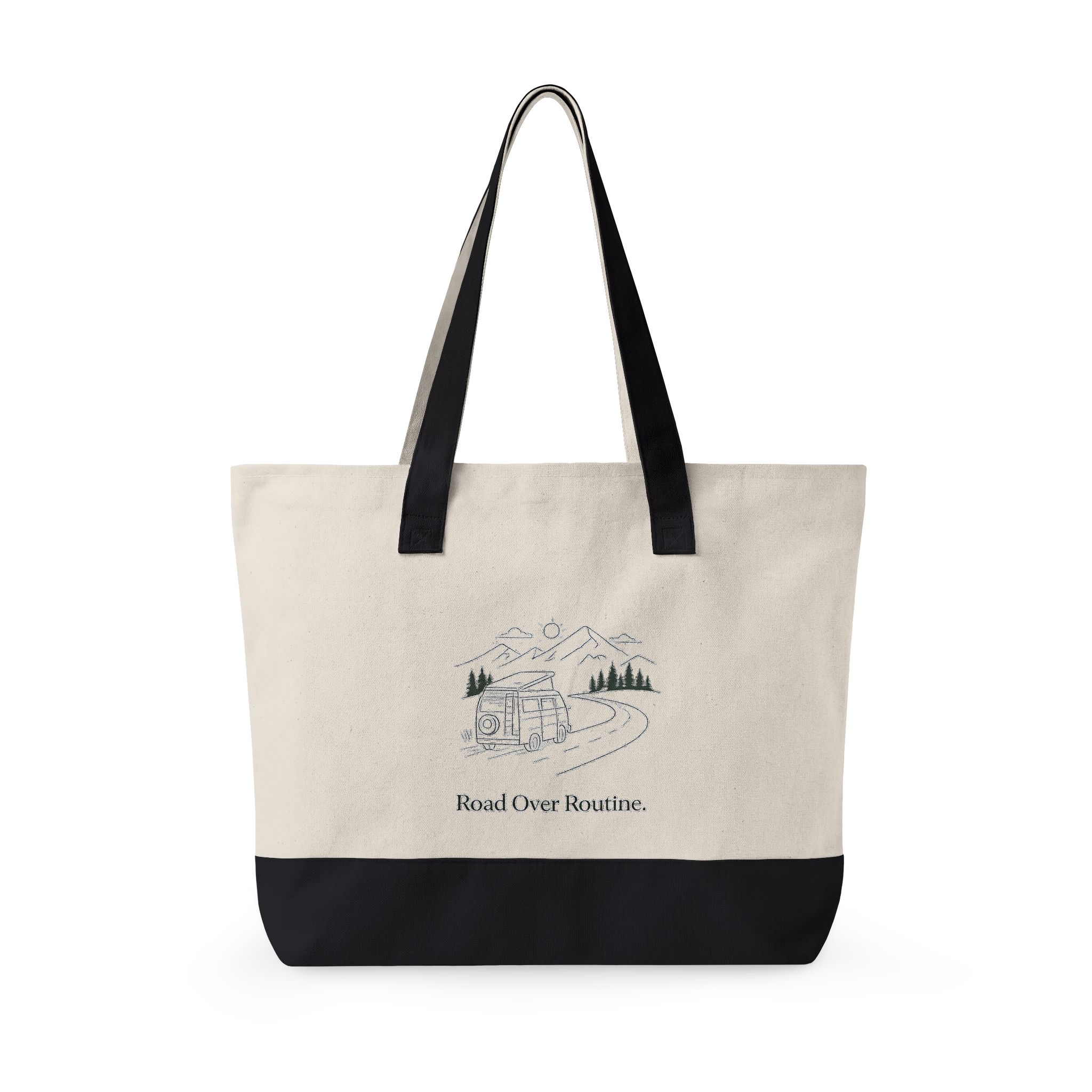 3347901443578877211_2048.jpeg Zippered Canvas Tote — "Road Over Routine" (Design Minimal-Line)