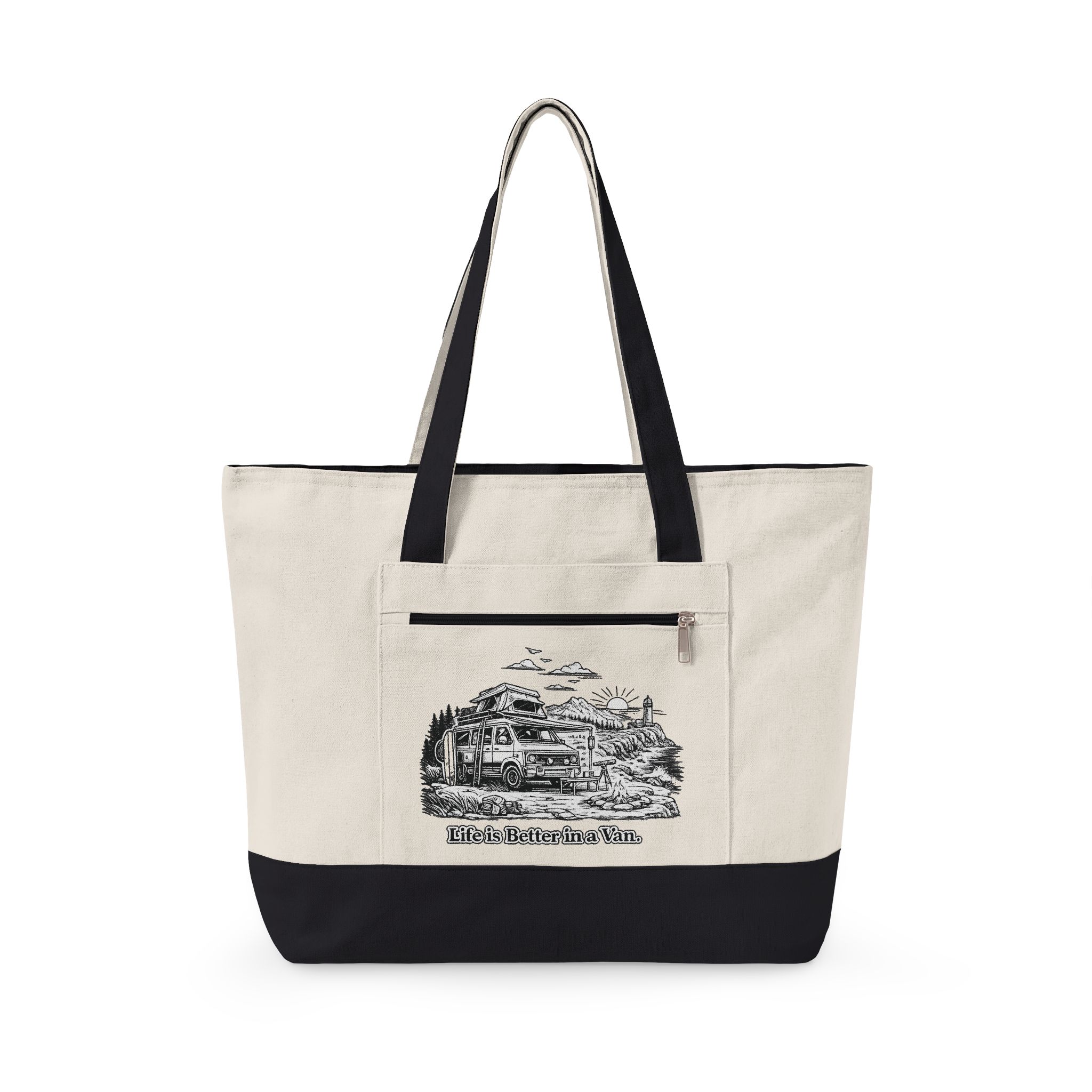 3368455609847466770_2048.jpeg Zippered Canvas Tote — "Life Is Better In A Van" (Design Minimal-Line)
