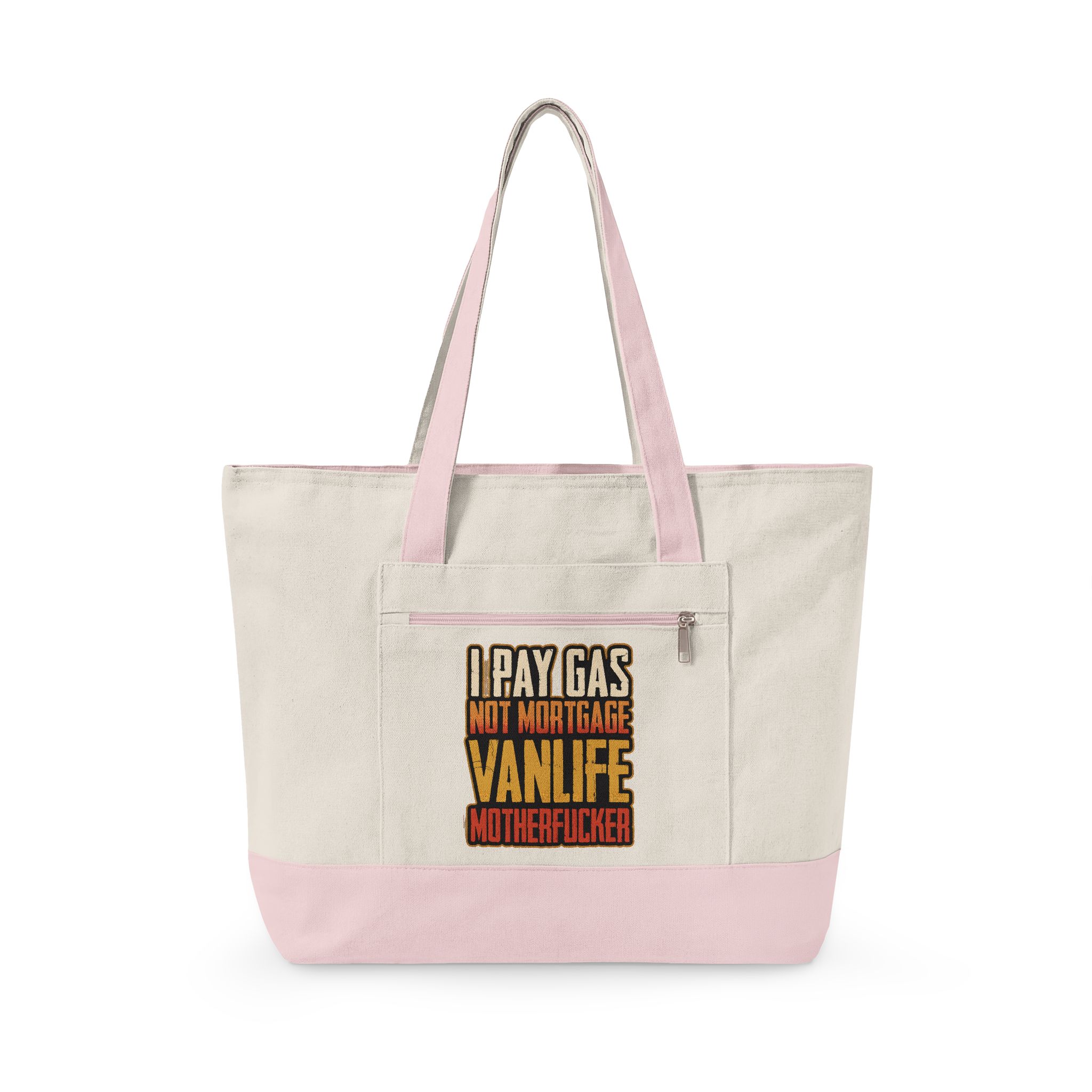 3584349578397414321_2048.jpeg Zippered Canvas Tote — "I Pay Gas Not Mortgage" (Design F**K-Line)