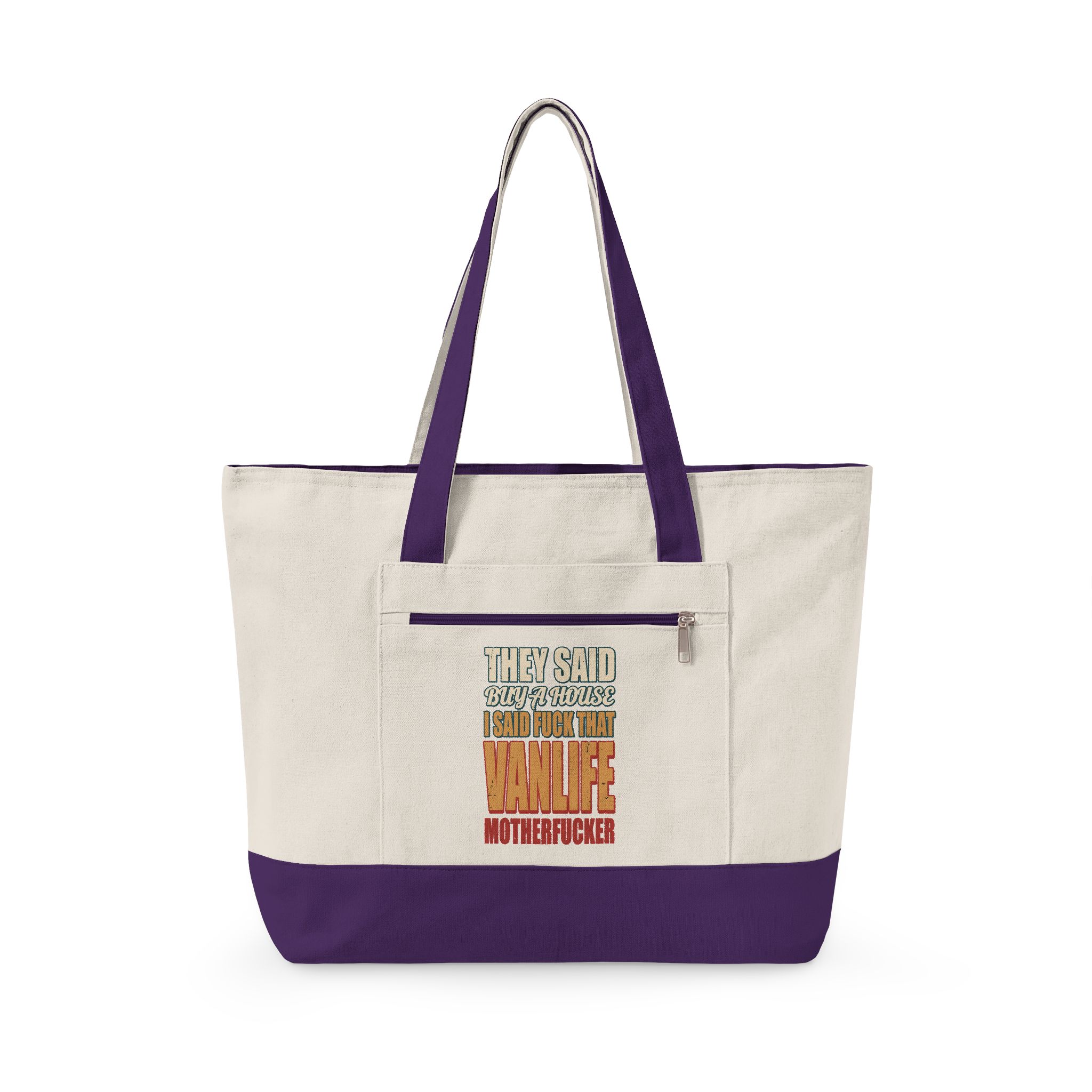 3748587524894369523_2048.jpeg Zippered Canvas Tote — "They Said Buy A House" (Design F**K-Line)