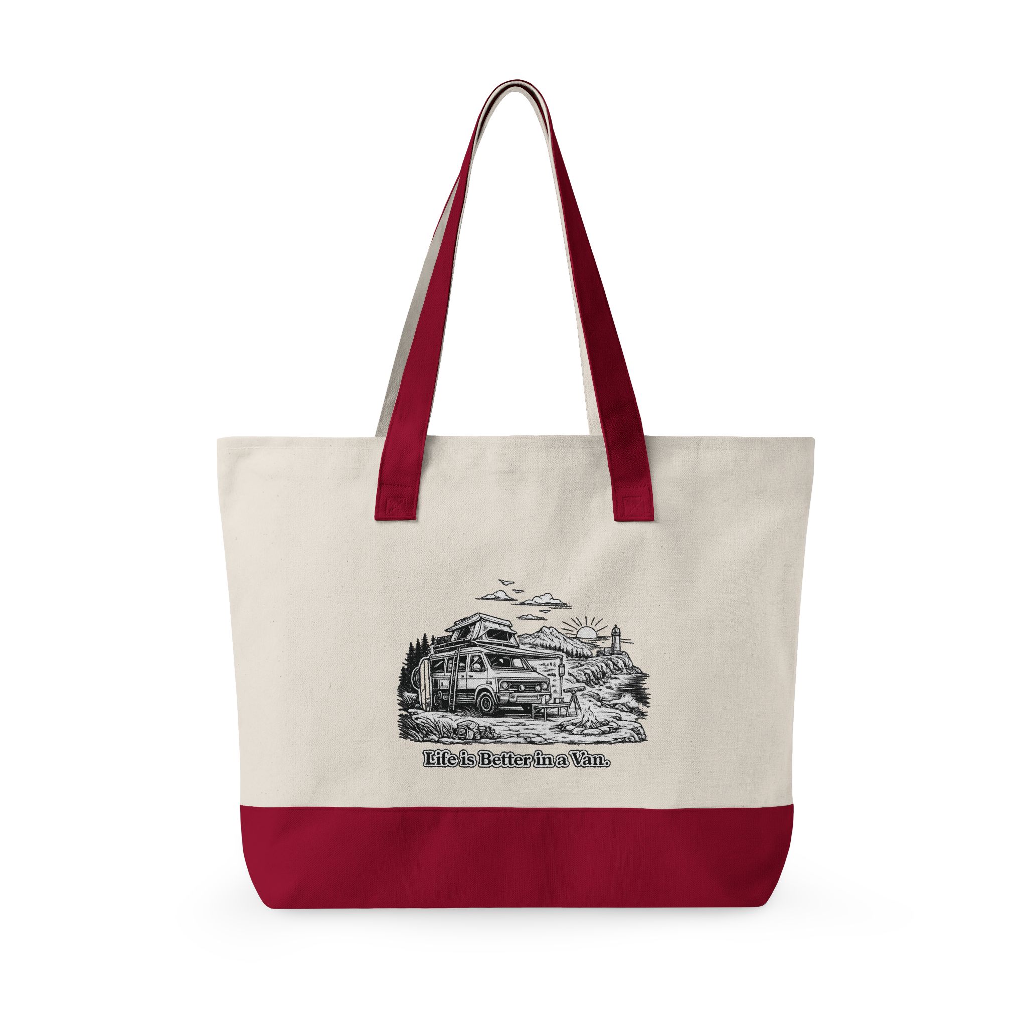 4020633304726295381_2048.jpeg Zippered Canvas Tote — "Life Is Better In A Van" (Design Minimal-Line)