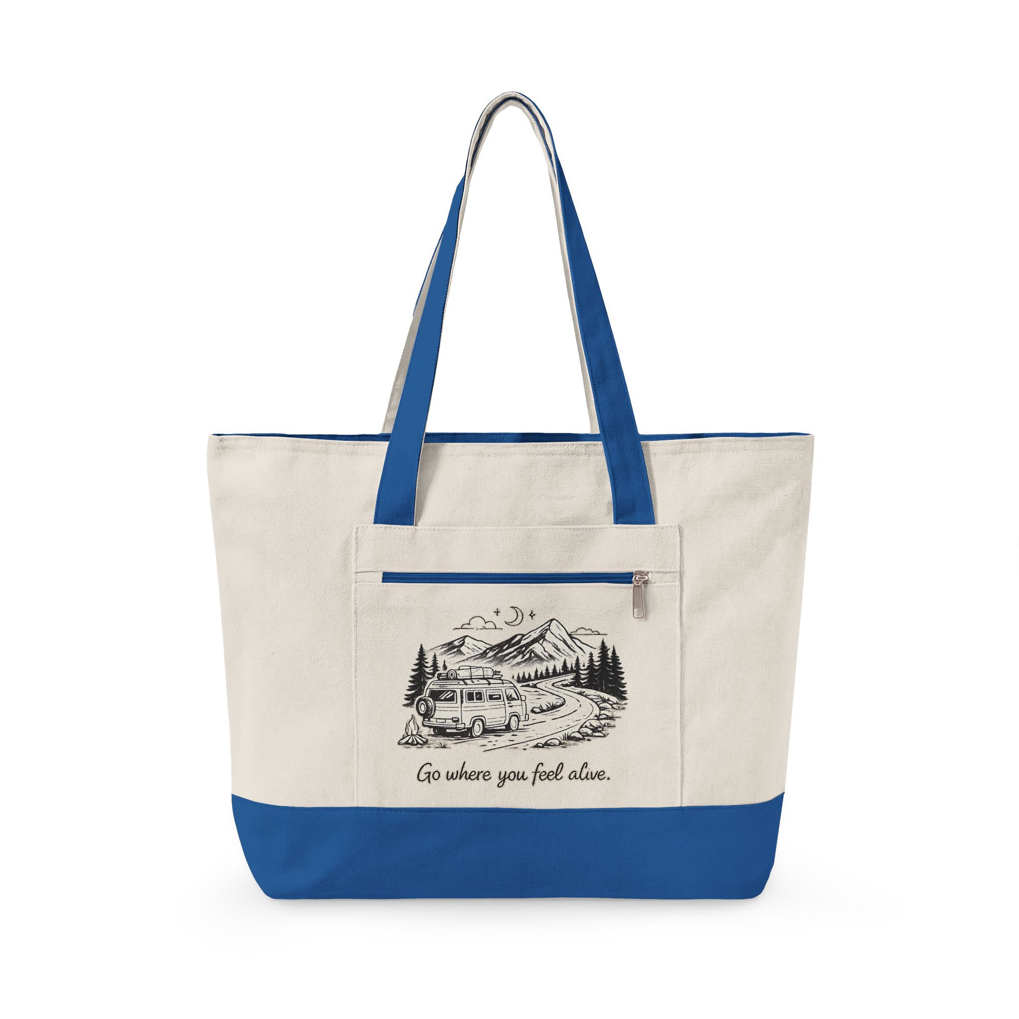 4206593987945649167_2048.jpeg Zippered Canvas Tote — "Go Where You Feel Alive" (Design Minimal-Line)