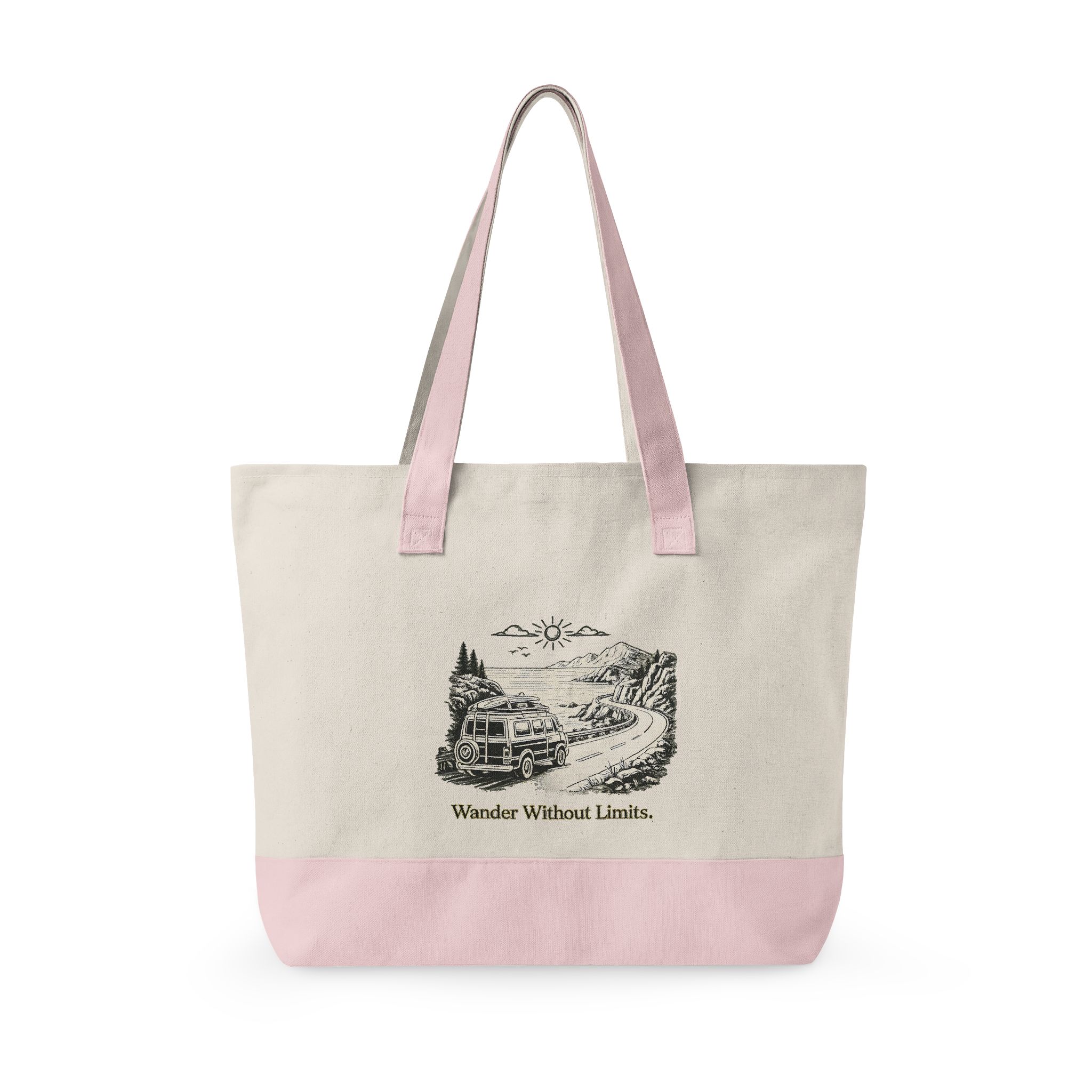 4223682286342968018_2048.jpeg Zippered Canvas Tote — "Wander Whitout Limits" (Design Minimal-Line)