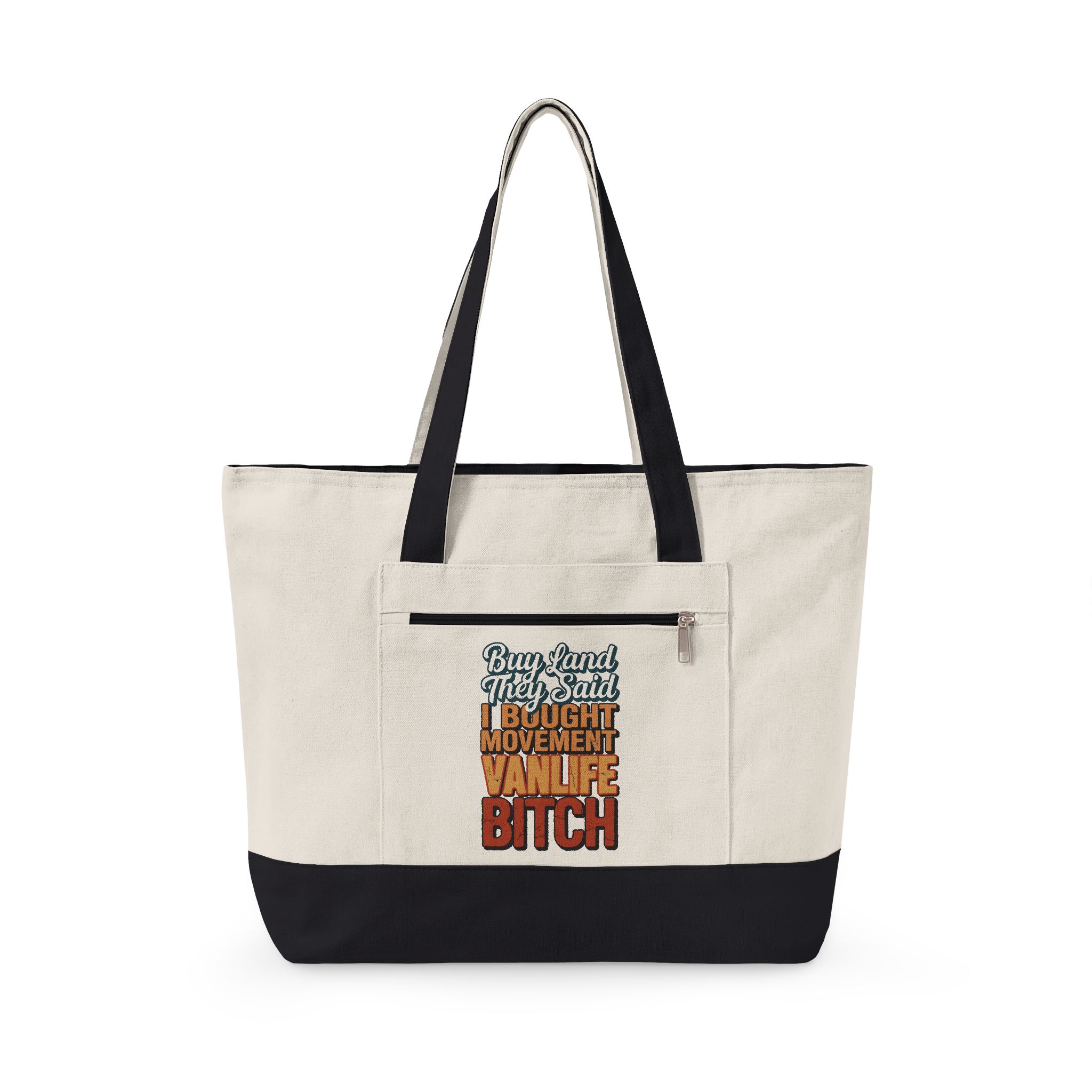 4341461431514590586_2048.jpeg Zippered Canvas Tote — "Buy Land They Said" (Design F**K-Line)