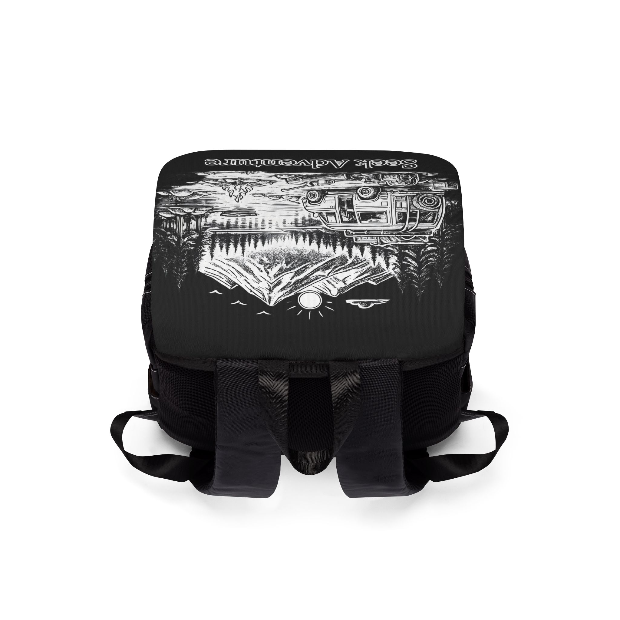 Unisex Casual Shoulder Backpack — "Seek Adventure" Design Minimal-Line