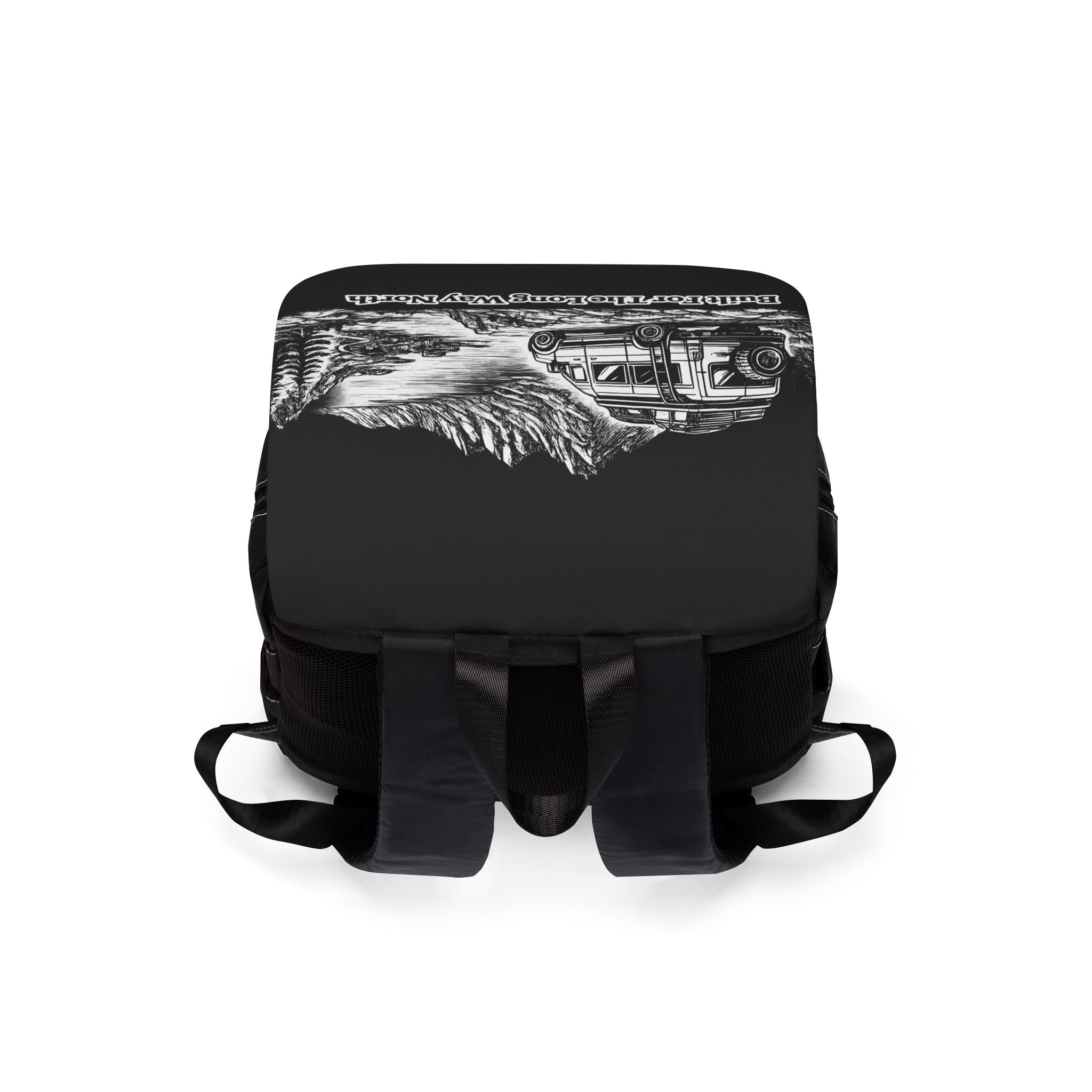 Unisex Casual Shoulder Backpack — "Built For The Long Way North" Design Minimal-Line