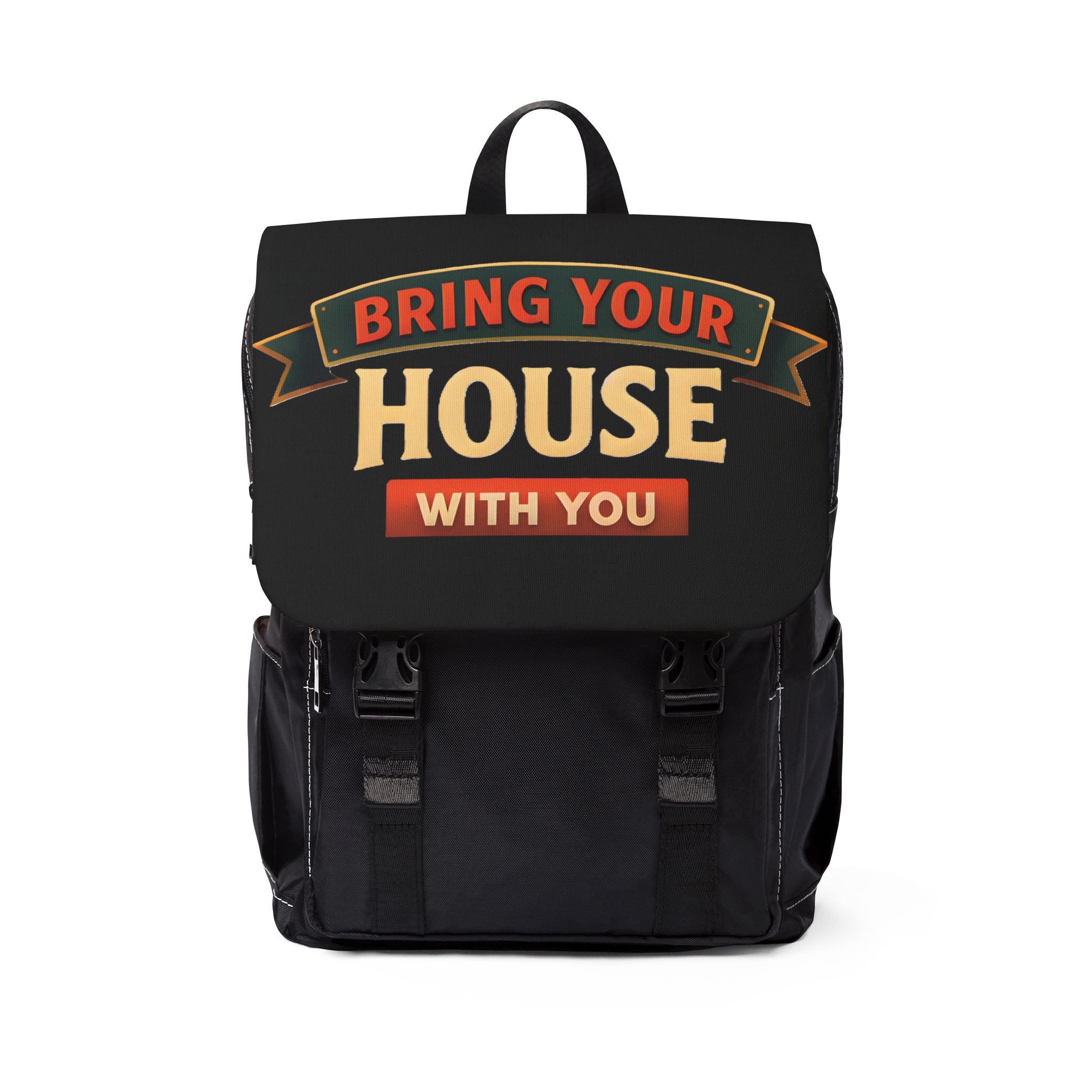 Unisex Casual Shoulder Backpack—"Bring Your House With You" Design Scenic-Line(Campervan)