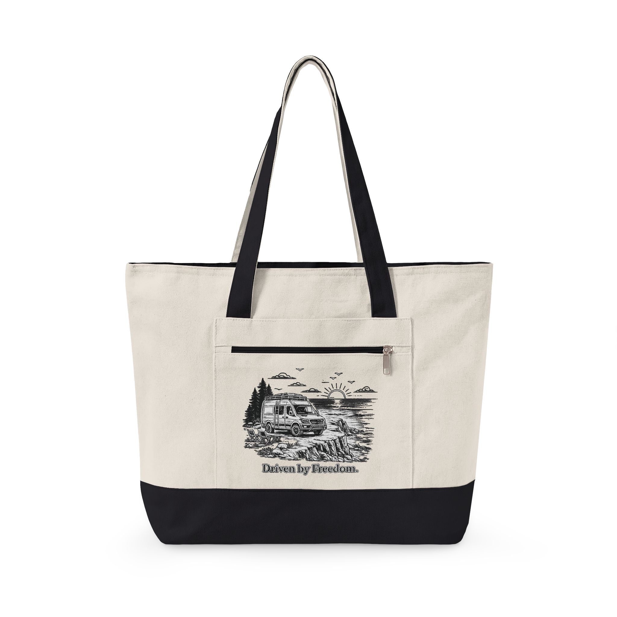 4835062708709712417_2048.jpeg Zippered Canvas Tote — "Drive By Freedom" (Design Minimal-Line)