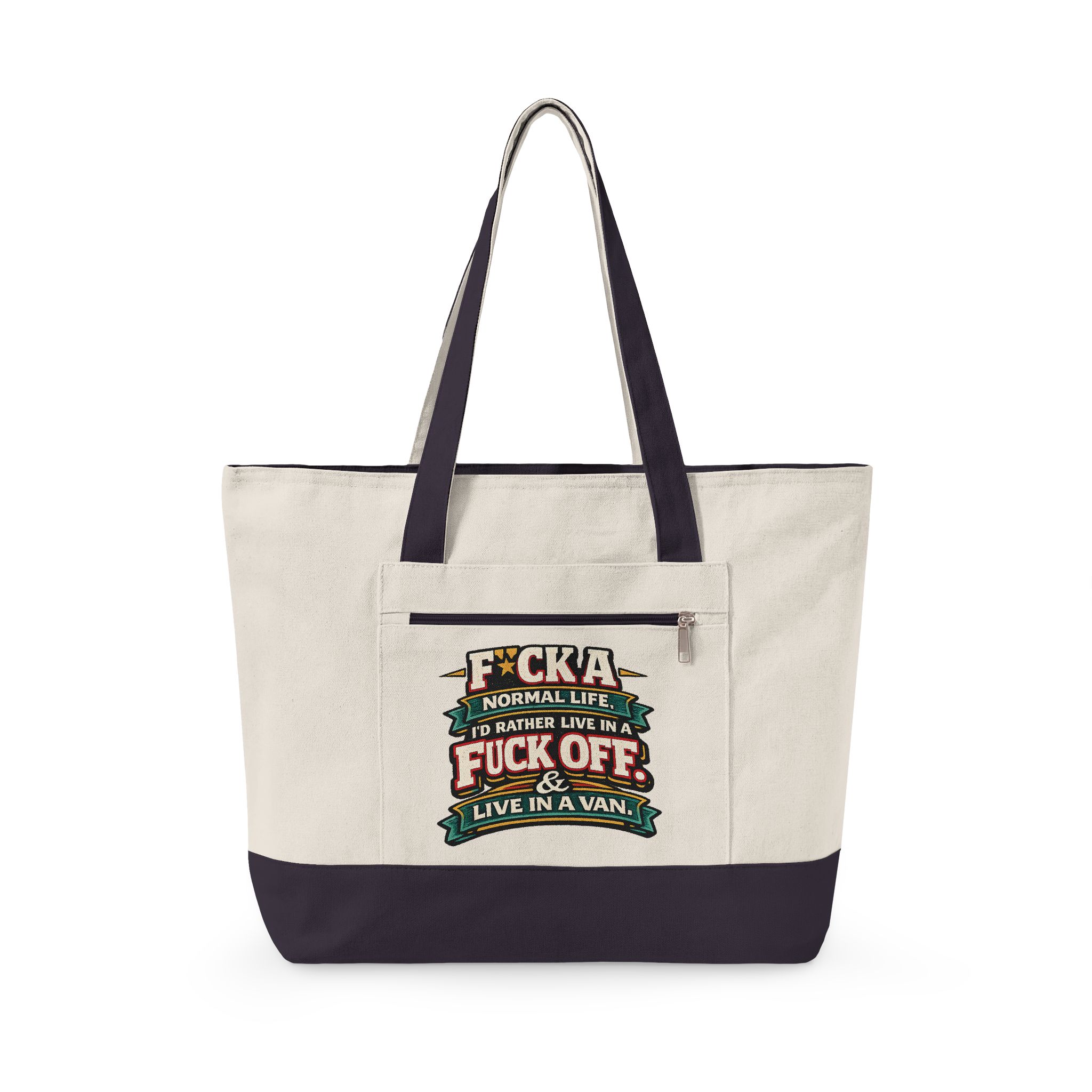 Zippered Canvas Tote — "F**k A Normal Life" (Design F**K-Line)