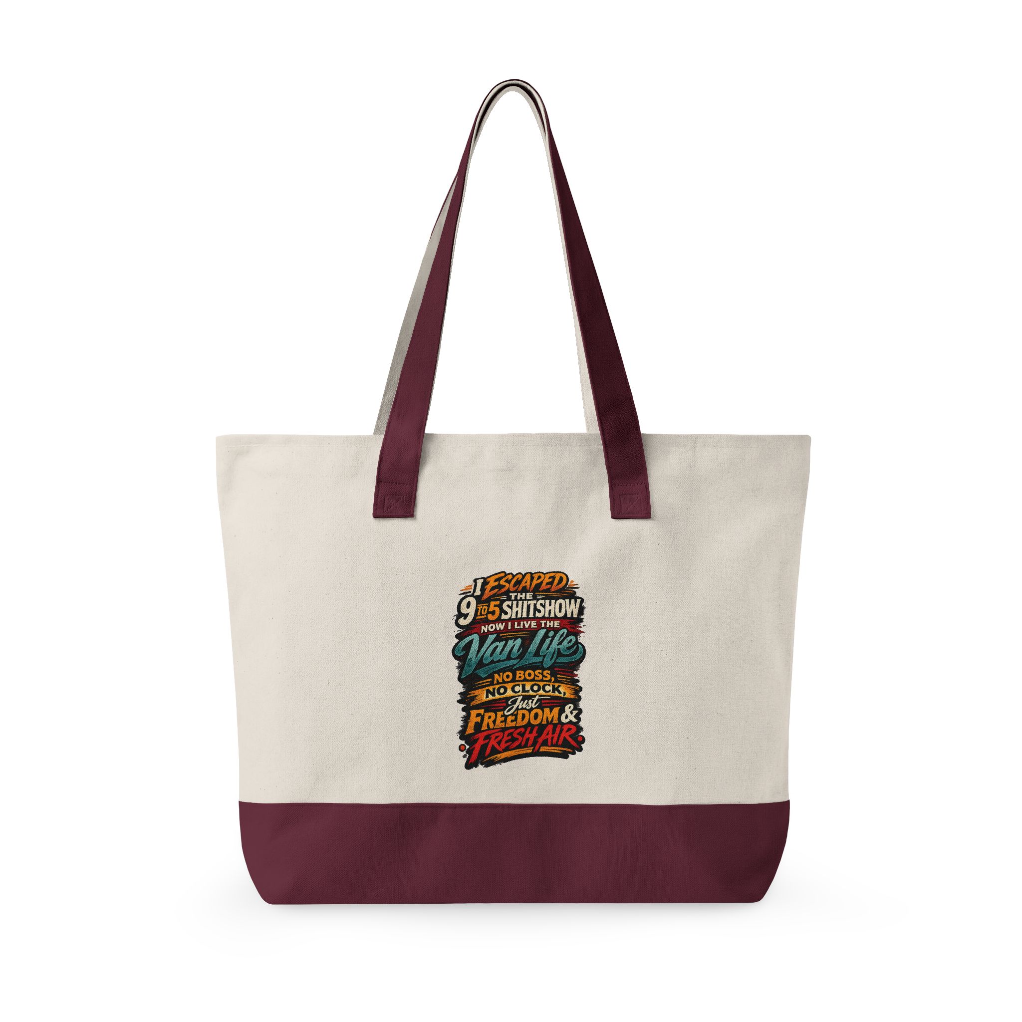 5064371891711028290_2048.jpeg Zippered Canvas Tote — "I Escaped The 9 To 5" (Design F**K-Line)