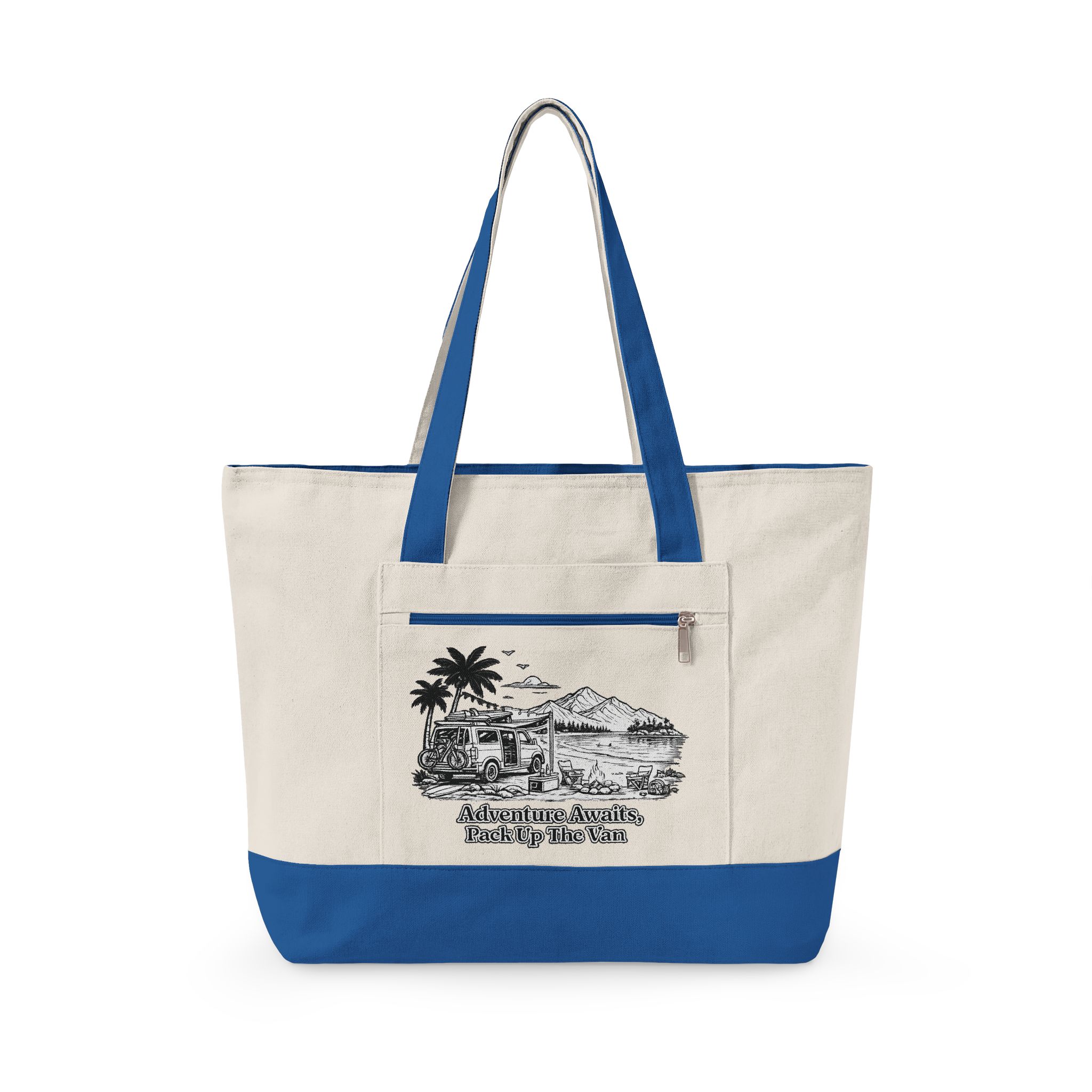 5159342205003272430_2048.jpeg Zippered Canvas Tote — "Adventure Awaits" (Design Minimal-Line)