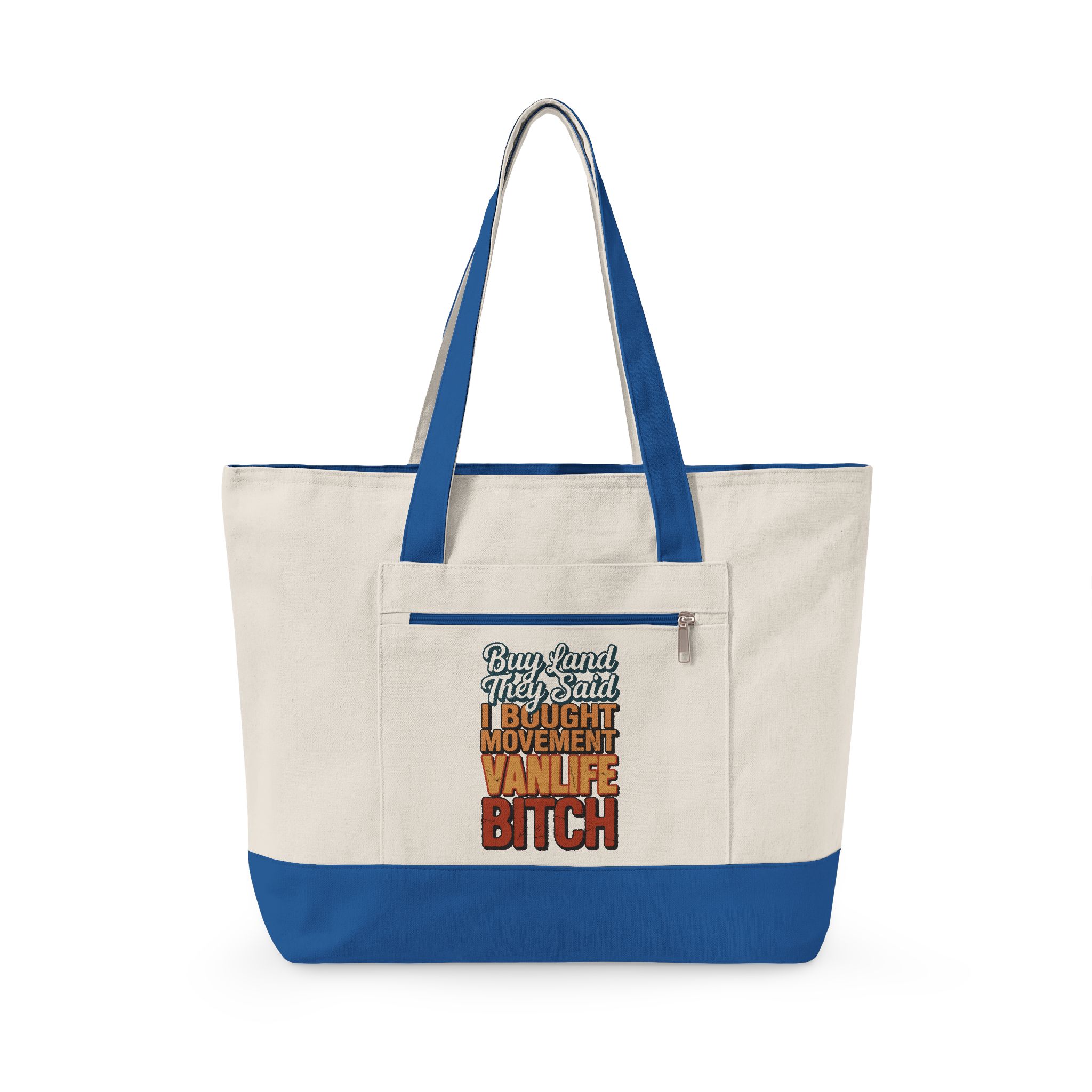 522314813742576798_2048.jpeg Zippered Canvas Tote — "Buy Land They Said" (Design F**K-Line)