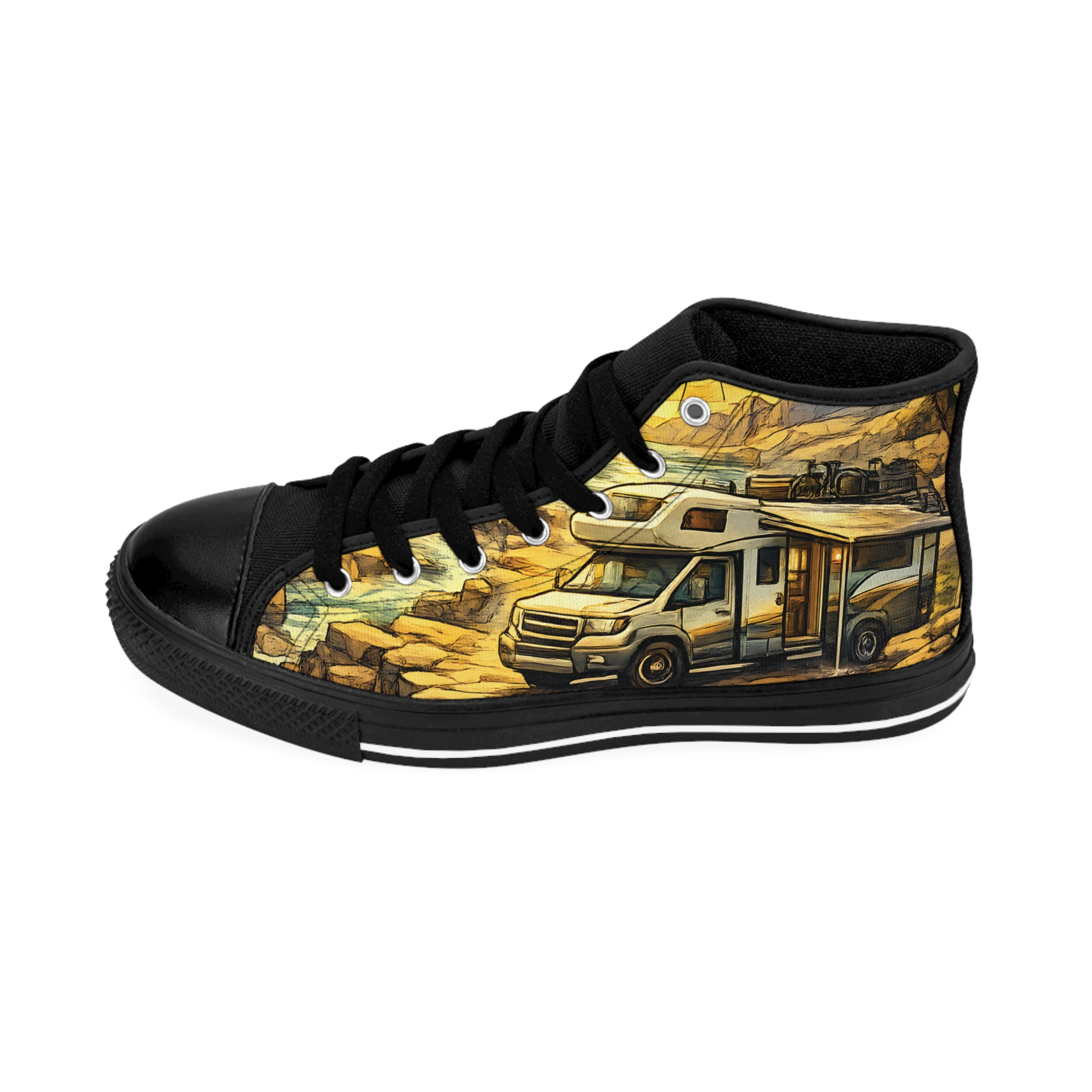 5287949746945420788_2048.jpeg Men's High Top Sneakers — Ford RV Roadtrip Shoes (Design Cubic-Line)