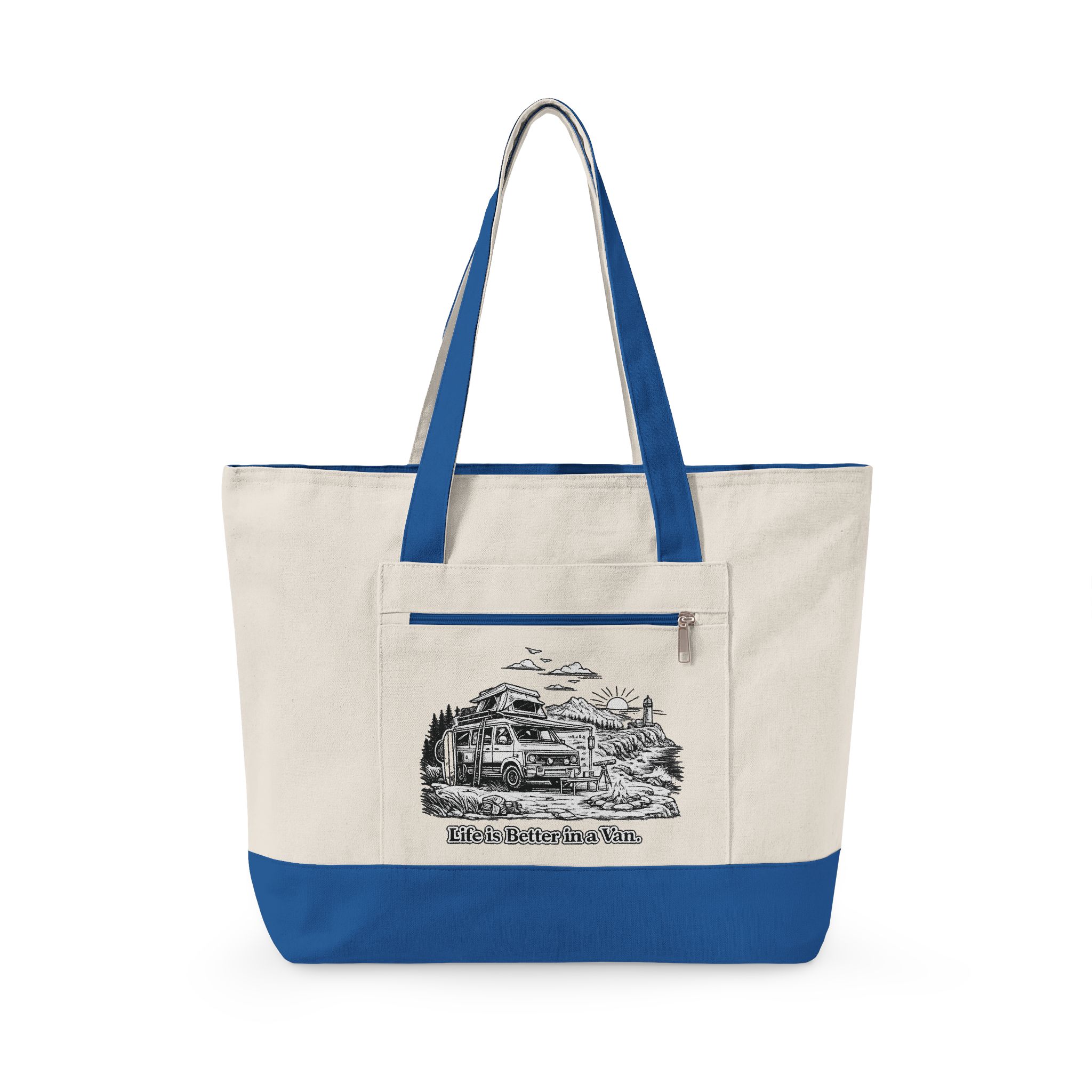 5364546239327637835_2048.jpeg Zippered Canvas Tote — "Life Is Better In A Van" (Design Minimal-Line)