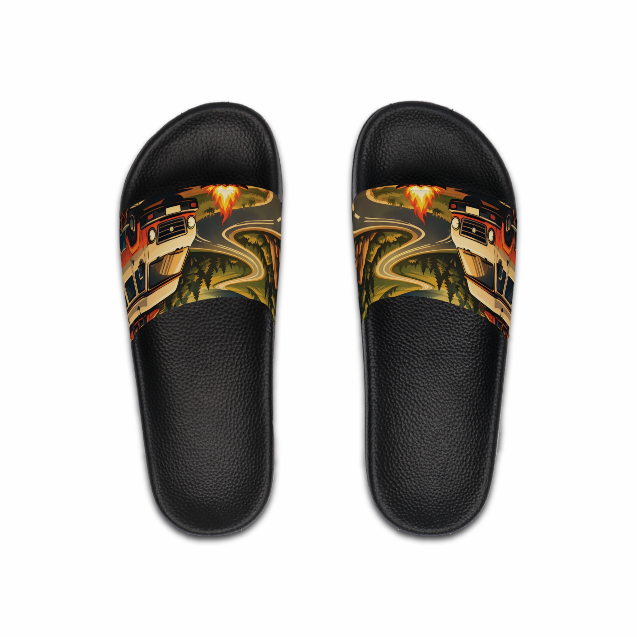 Men's Slide Sandals — Orange Camper Vibes for Men (Cubic-Line)
