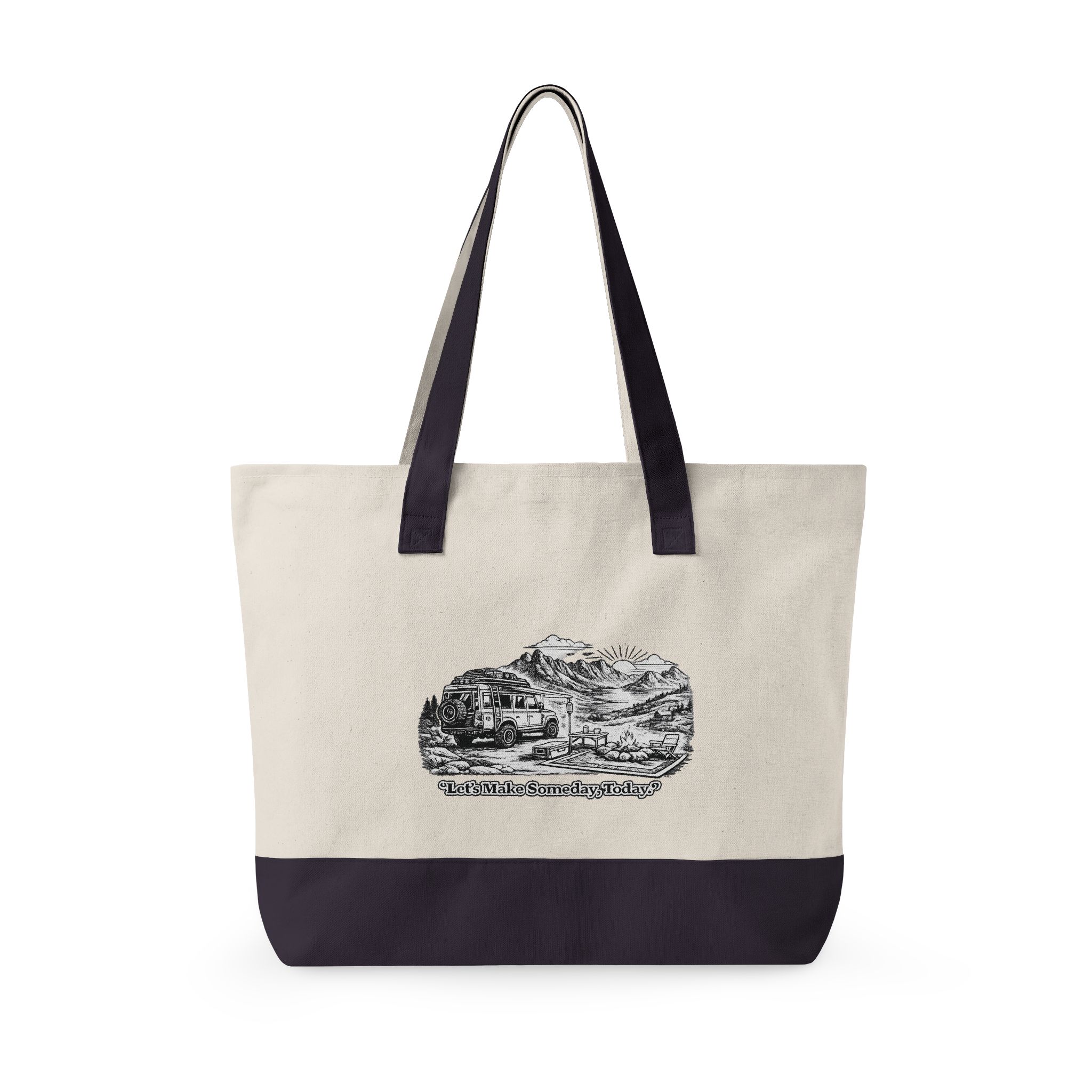 Zippered Canvas Tote — "Lets Make Some Day, Today" (Design Minimal-Line)