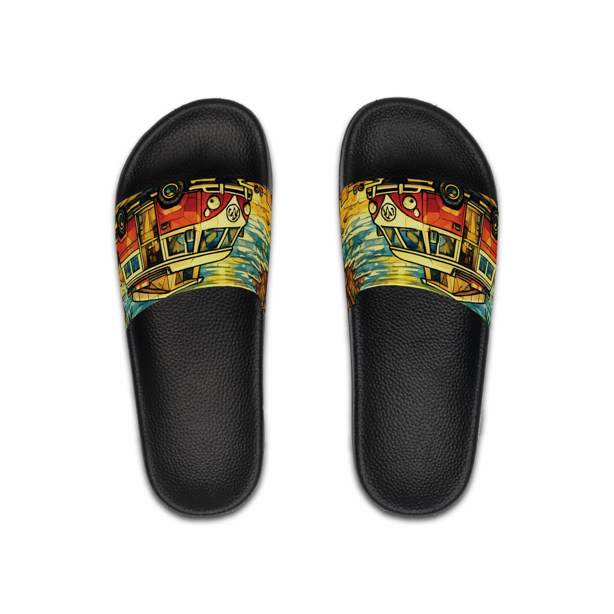 Men's Slide Sandals — Retro VW RV Vibes for Men (Cubic-Line)