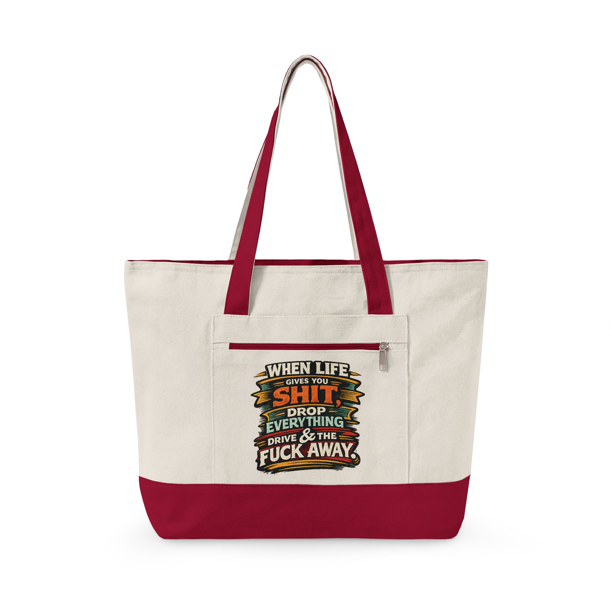 5834058930261747862_2048.jpeg Zippered Canvas Tote — "When Life Gives You Shit" (Design F**K-Line)