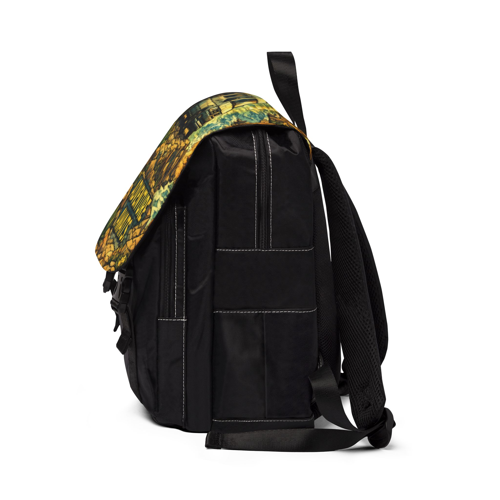 Unisex Casual Shoulder Backpack — "Adventure Awaits" Design Cubic-Line