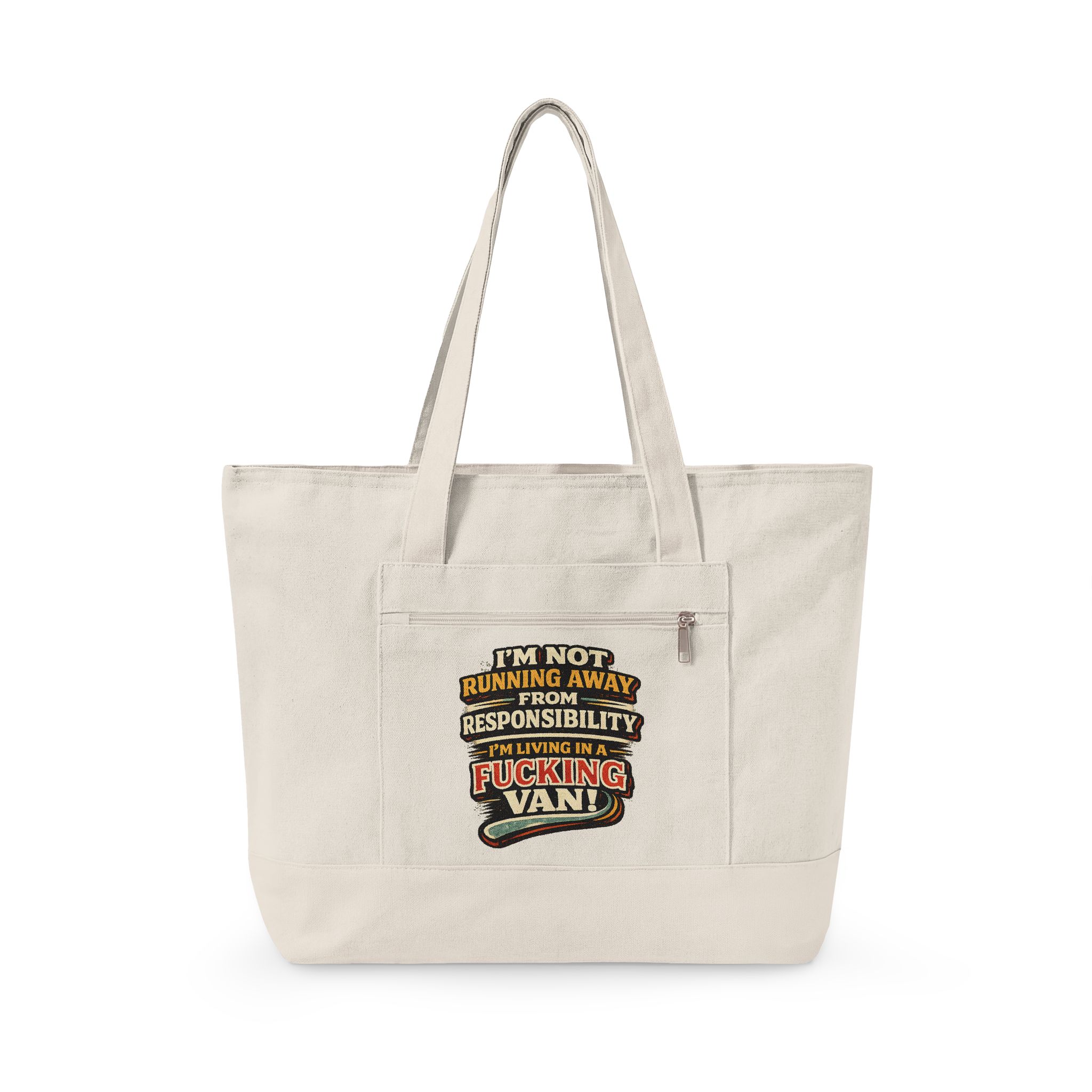 Zippered Canvas Tote — "Im Not Running Away" (Design F**K-Line)