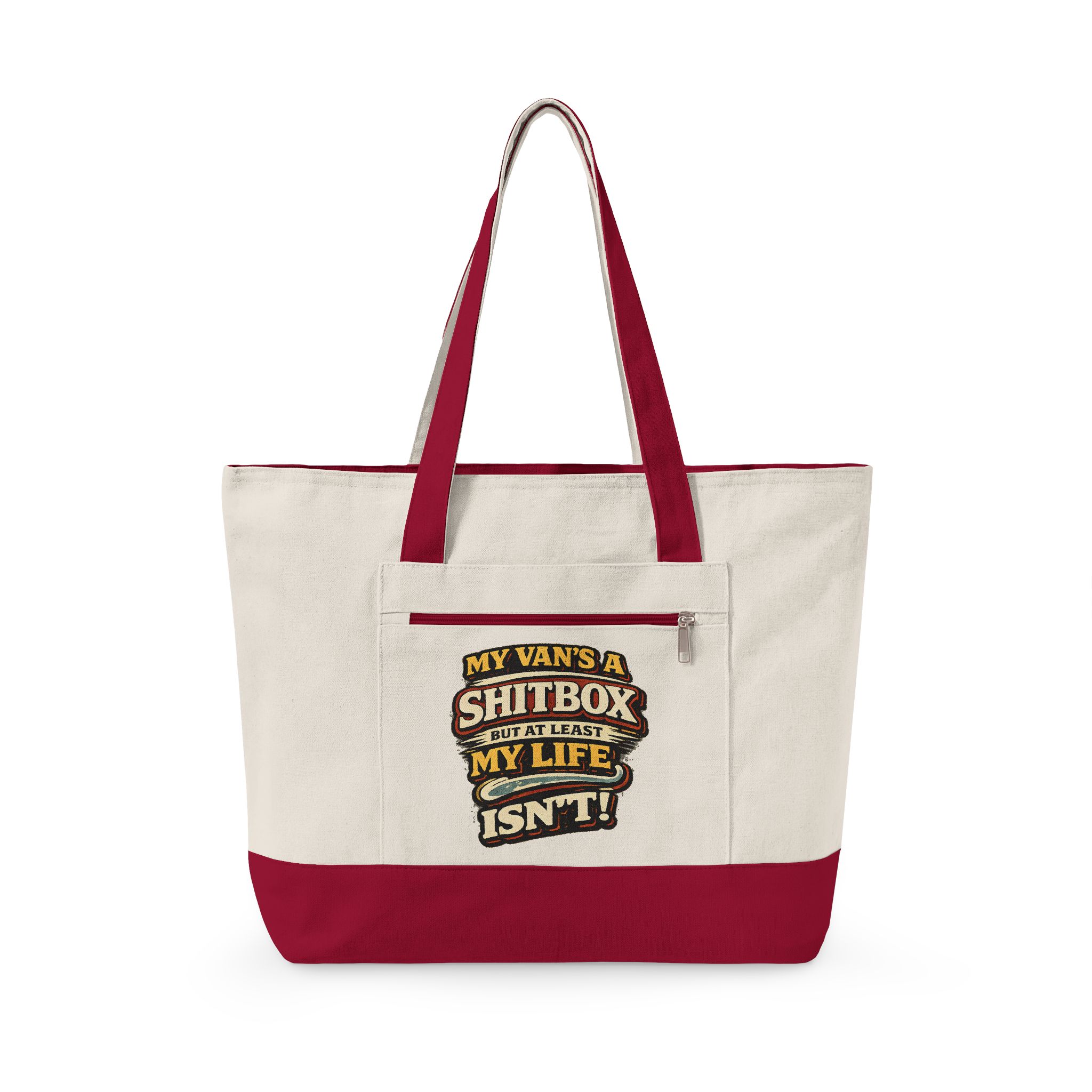 6297074584308299671_2048.jpeg Zippered Canvas Tote — "My Vans A Shitbox" (Design F**K-Line)