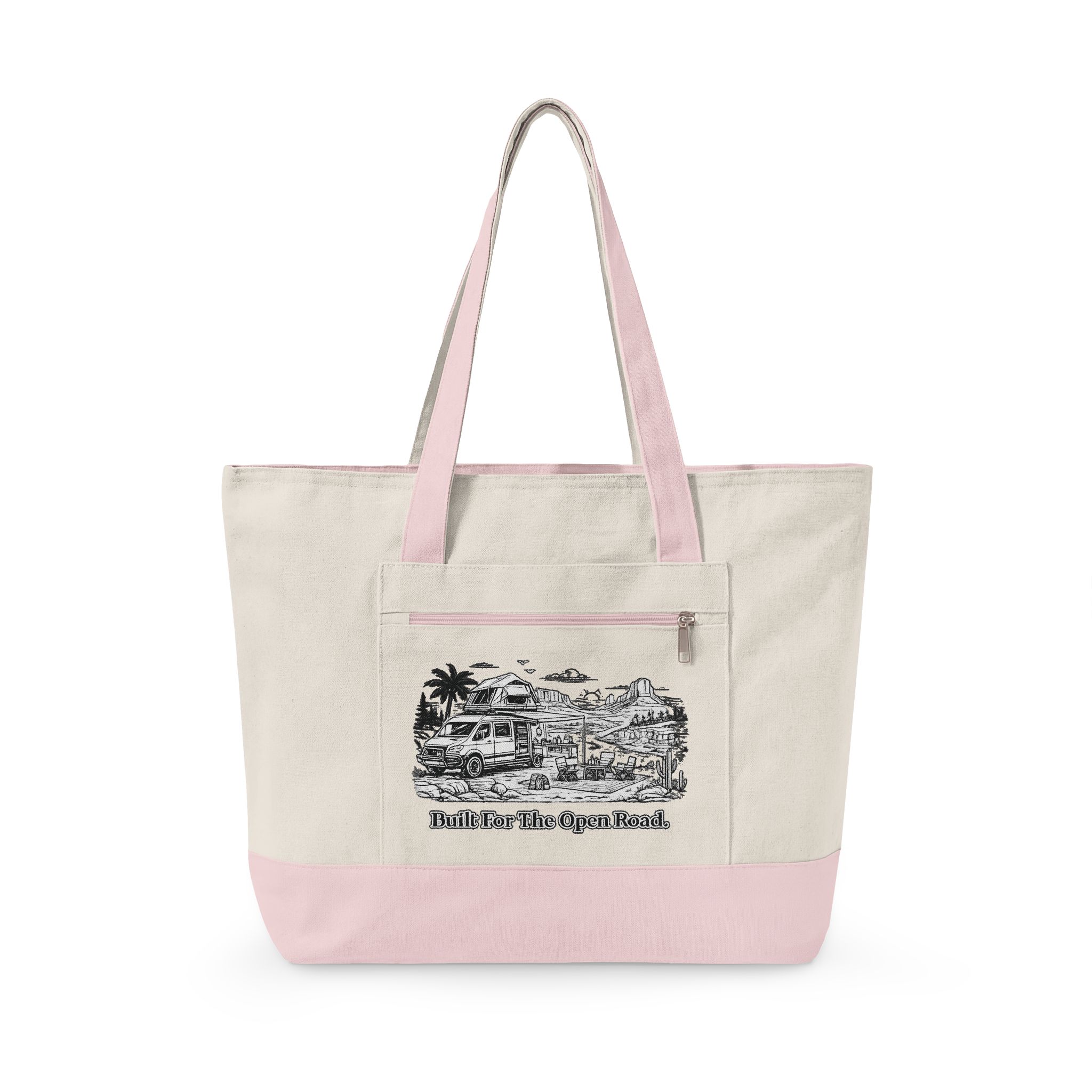 6365553926441032086_2048.jpeg Zippered Canvas Tote — "Built For the Open Road" (Design Minimal-Line)