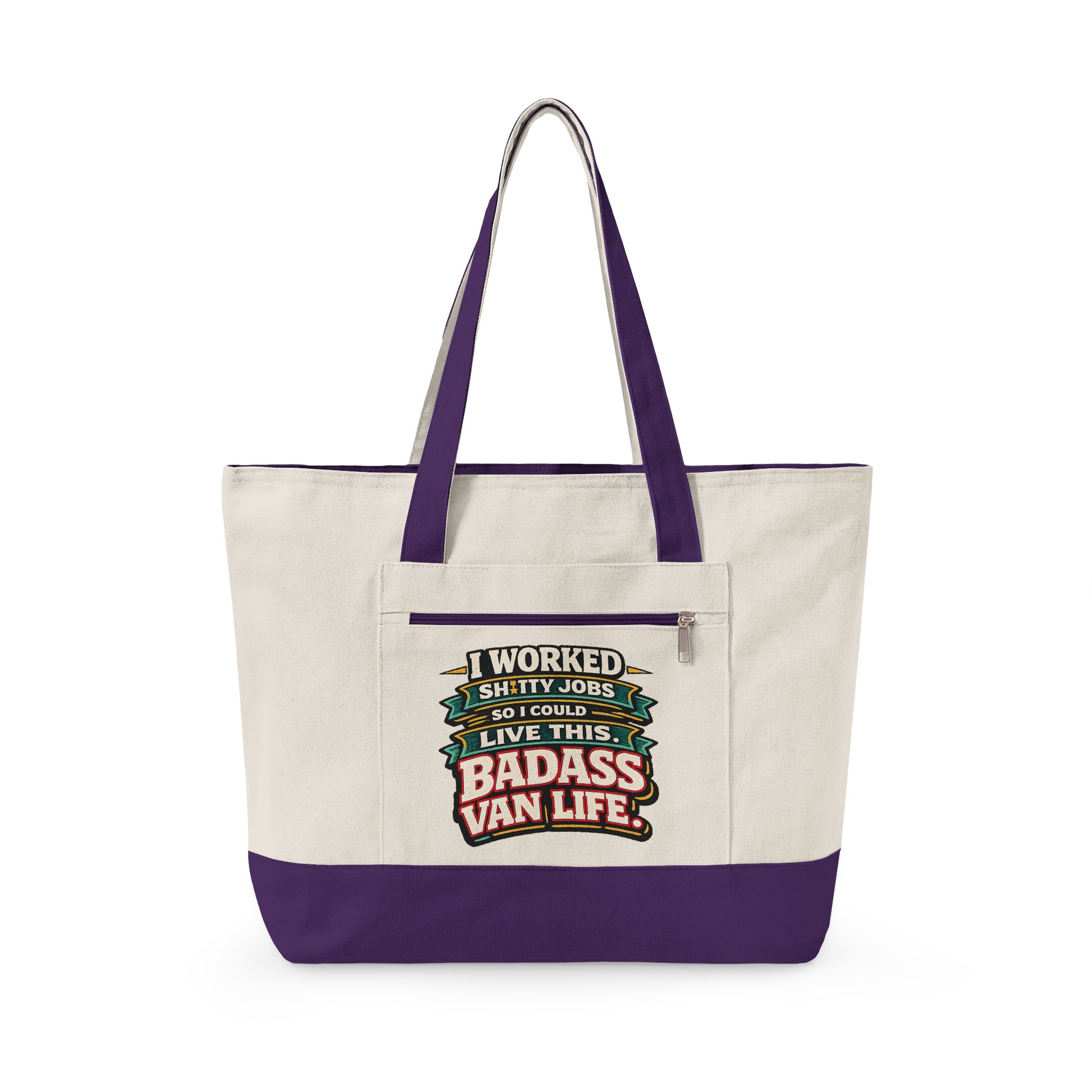 6449974779409804635_2048.jpeg Zippered Canvas Tote — "I worked Shitty Jobs" (Design F**K-Line)