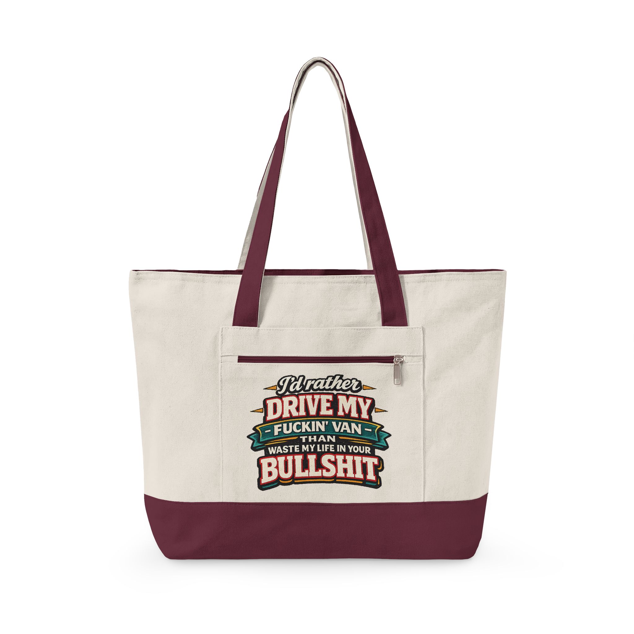 6497024136070177693_2048.jpeg Zippered Canvas Tote — "I d Rather Drive My Fuckin Van" (Design F**K-Line)