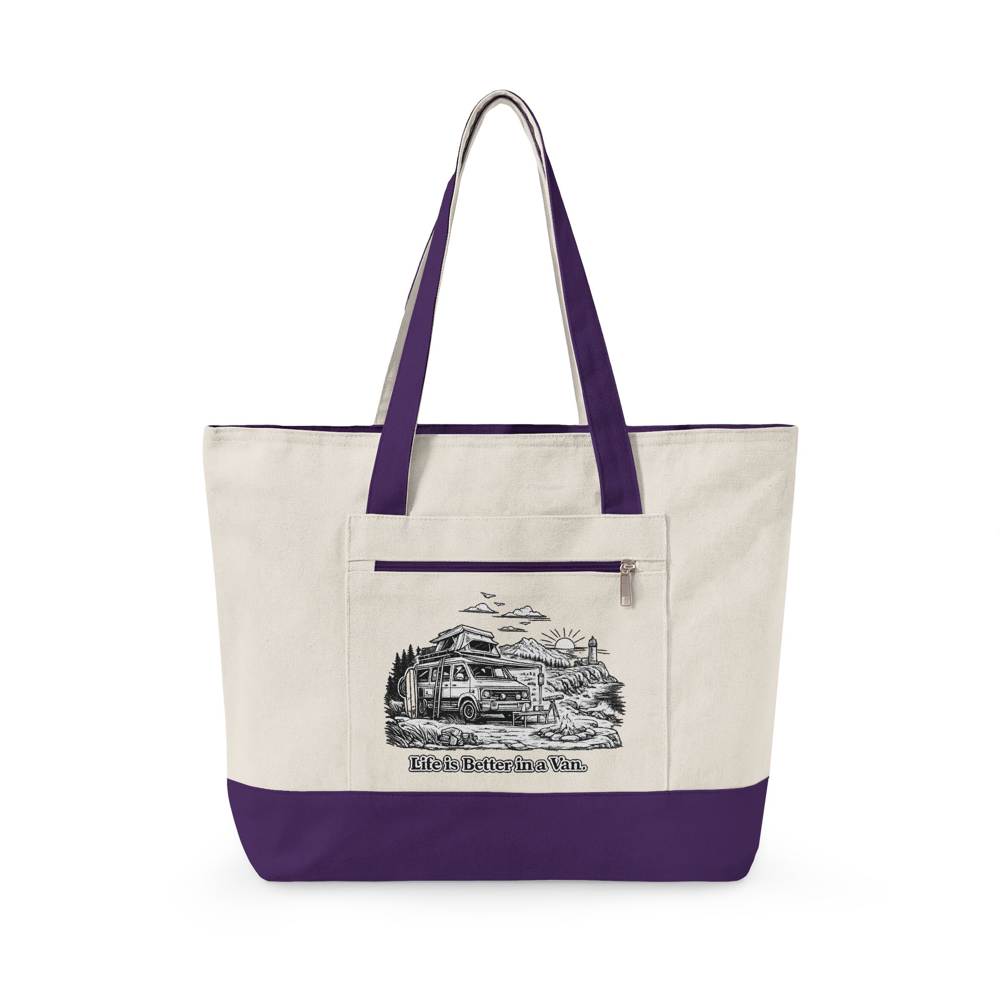 6514295274640777864_2048.jpeg Zippered Canvas Tote — "Life Is Better In A Van" (Design Minimal-Line)