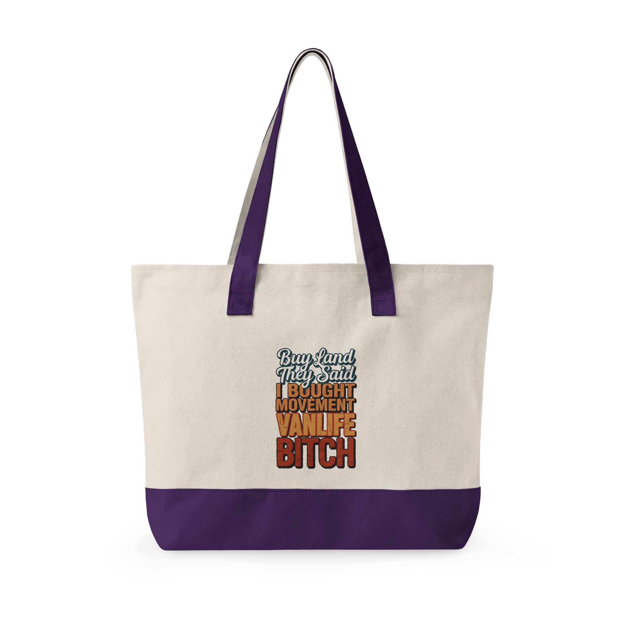 6565224578664375212_2048.jpeg Zippered Canvas Tote — "Buy Land They Said" (Design F**K-Line)