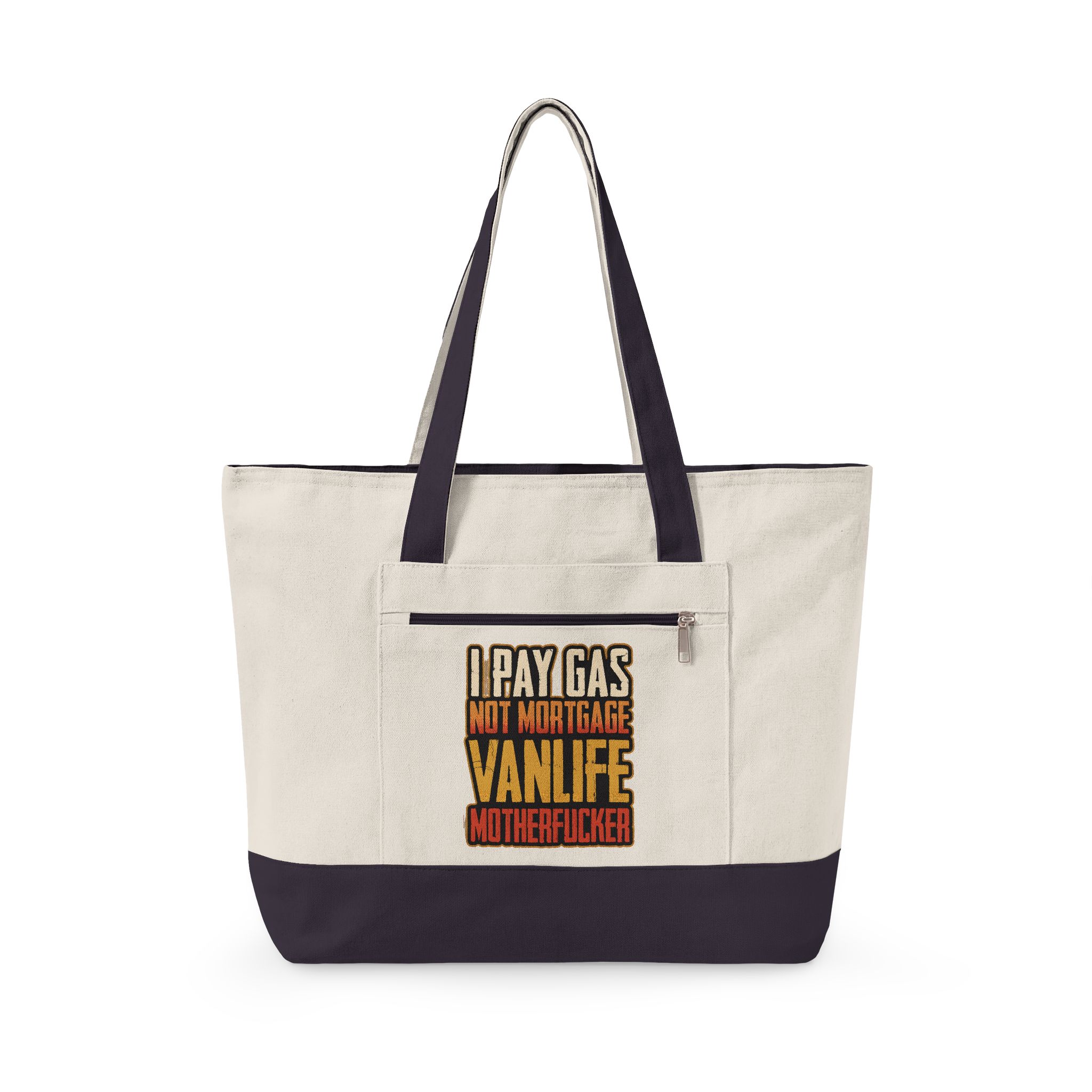 6619984602227374187_2048.jpeg Zippered Canvas Tote — "I Pay Gas Not Mortgage" (Design F**K-Line)