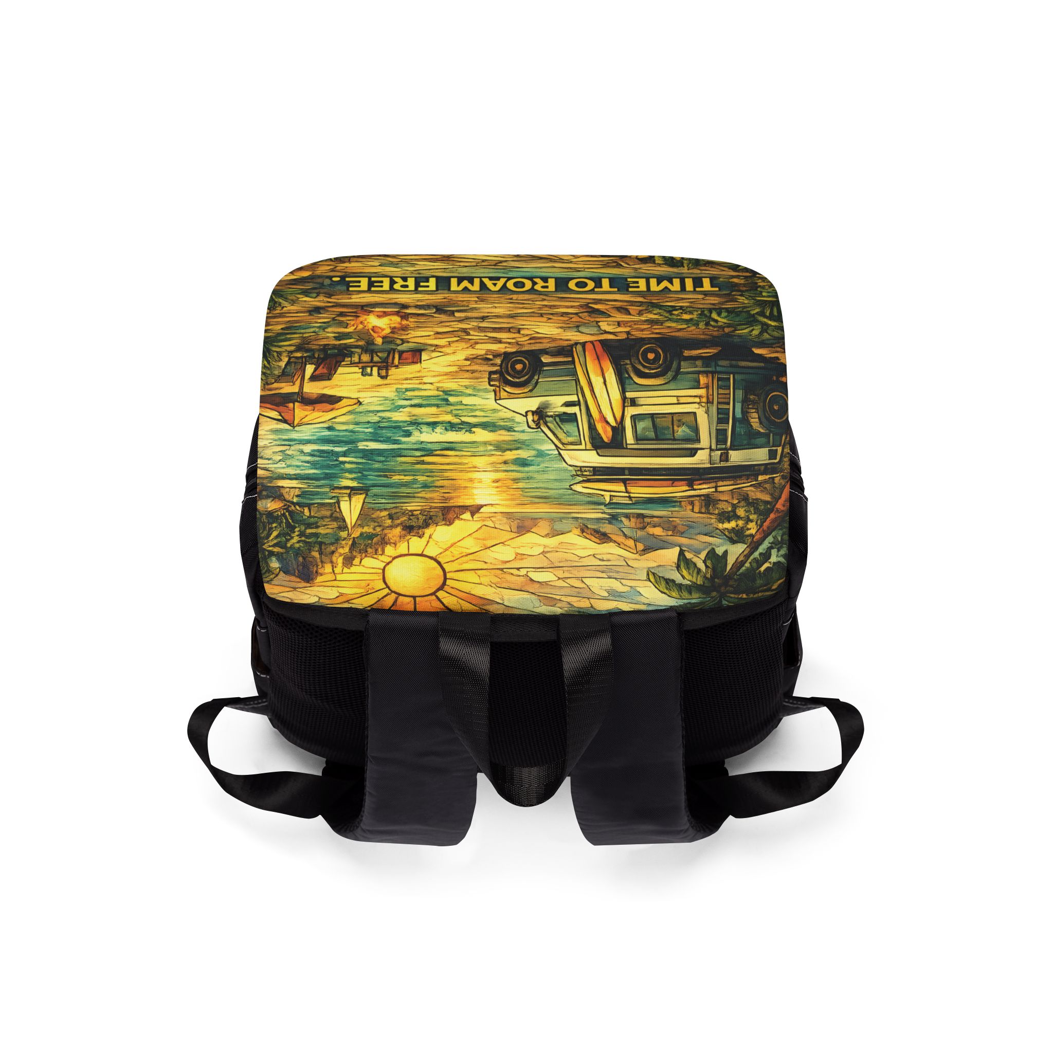 6682616300776688546_2048.jpeg Unisex Casual Shoulder Backpack — "Time To Roam Free" Design Cubic-Line