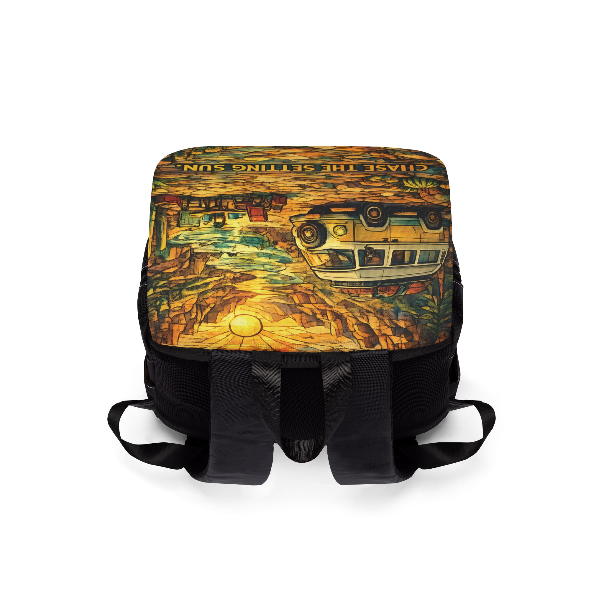 6742715482325509536_2048.jpeg Unisex Casual Shoulder Backpack — "Chase The Sun And Follow The Wind" Design Cubic-Line