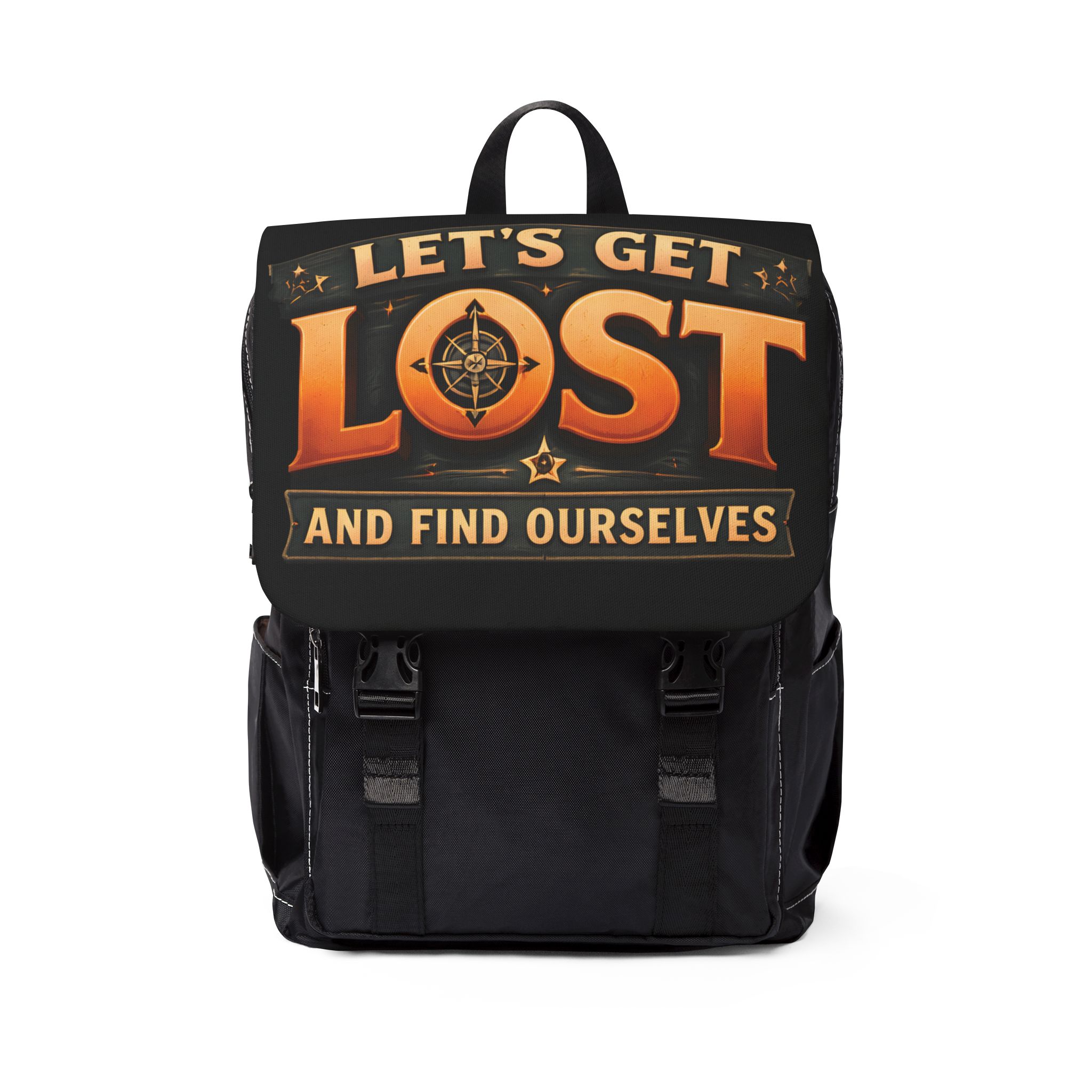 Unisex Casual Shoulder Backpack—"Lets Get Lost" Design Scenic-Line(Campervan)