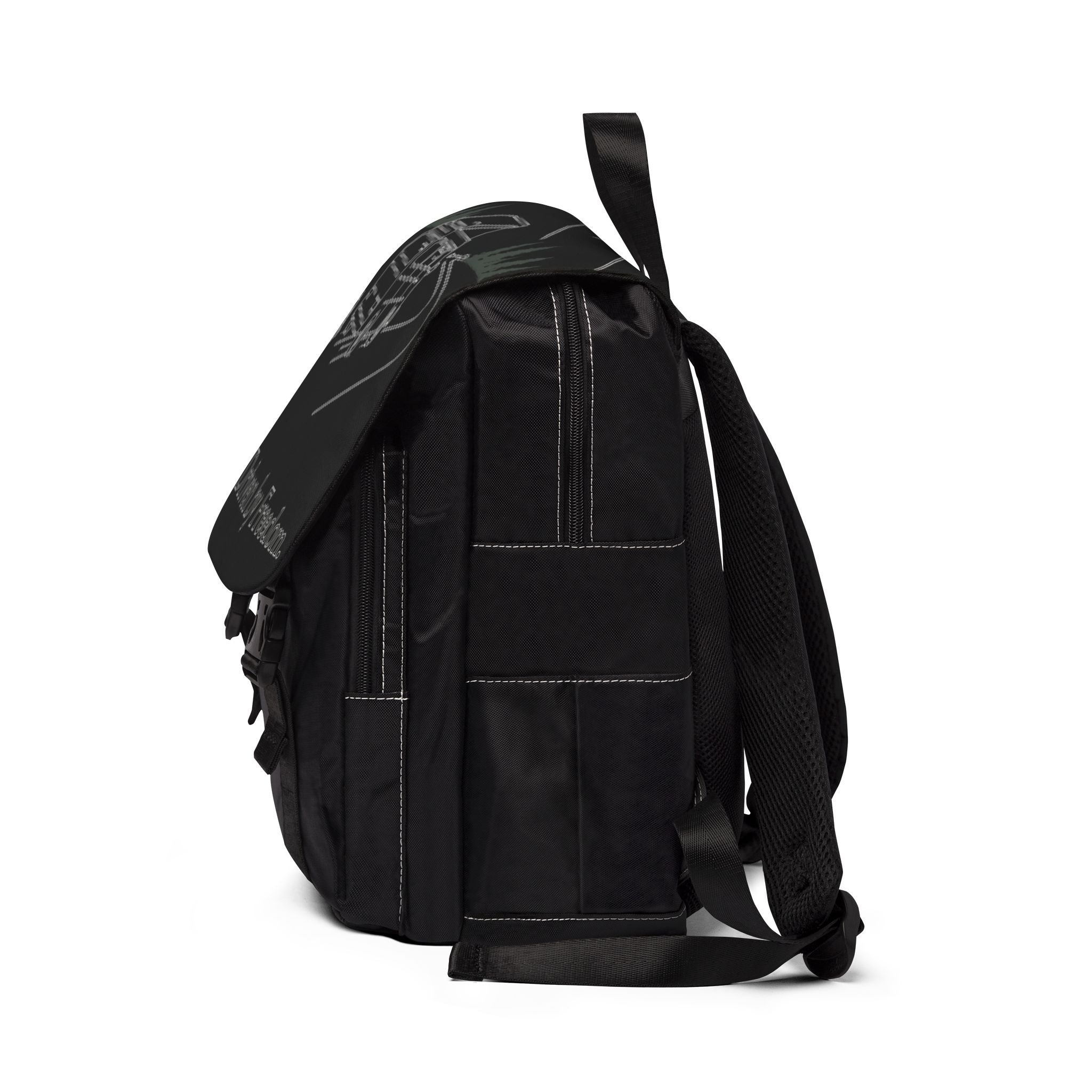 Unisex Casual Shoulder Backpack — "Driven By Freedom" Design Minimal-Line