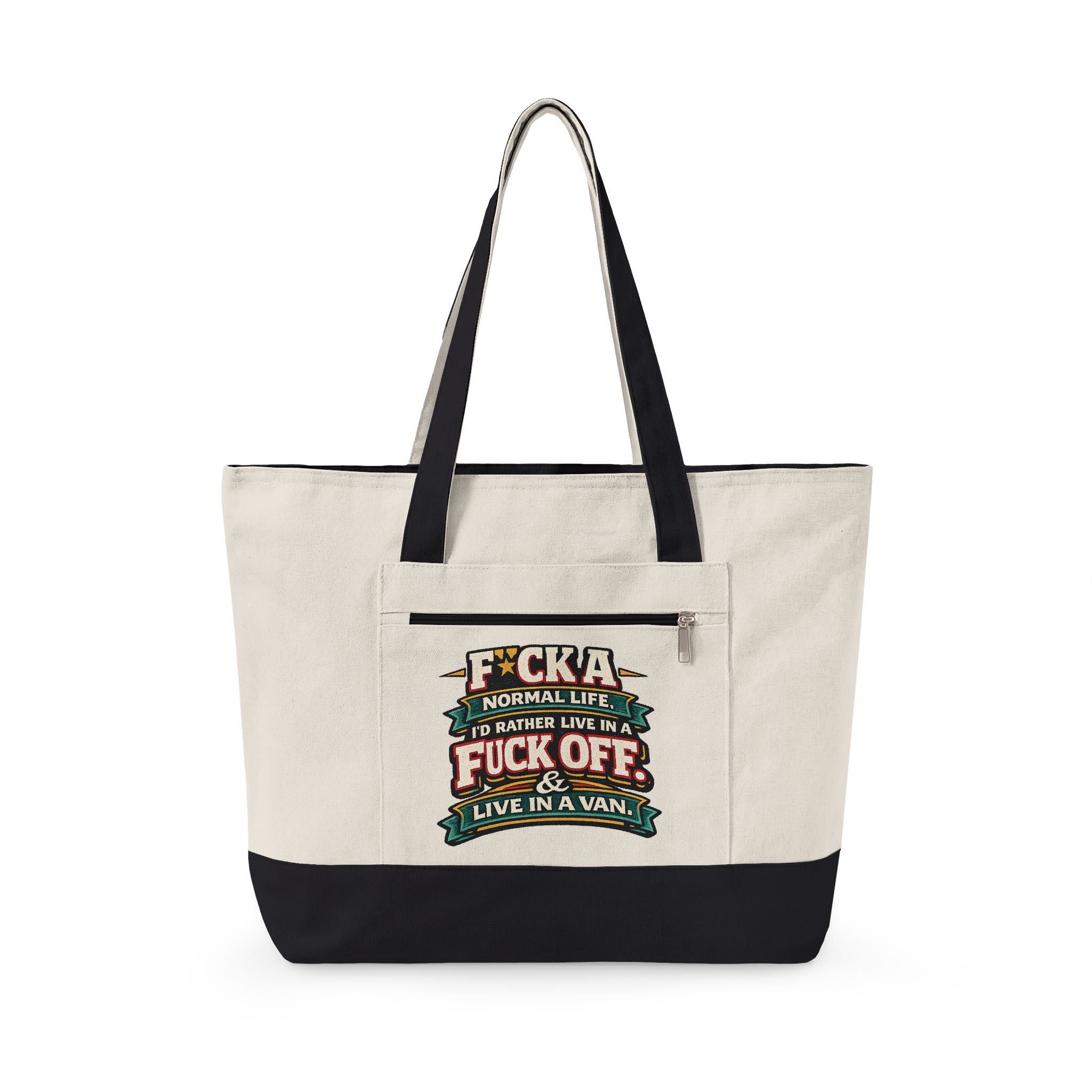 Zippered Canvas Tote — "F**k A Normal Life" (Design F**K-Line)