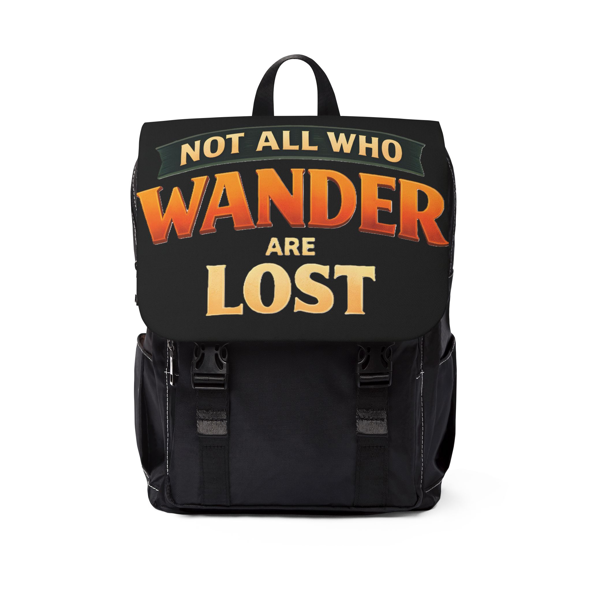 Unisex Casual Shoulder Backpack—"Not All Who Wander" Design Scenic-Line(Campervan)