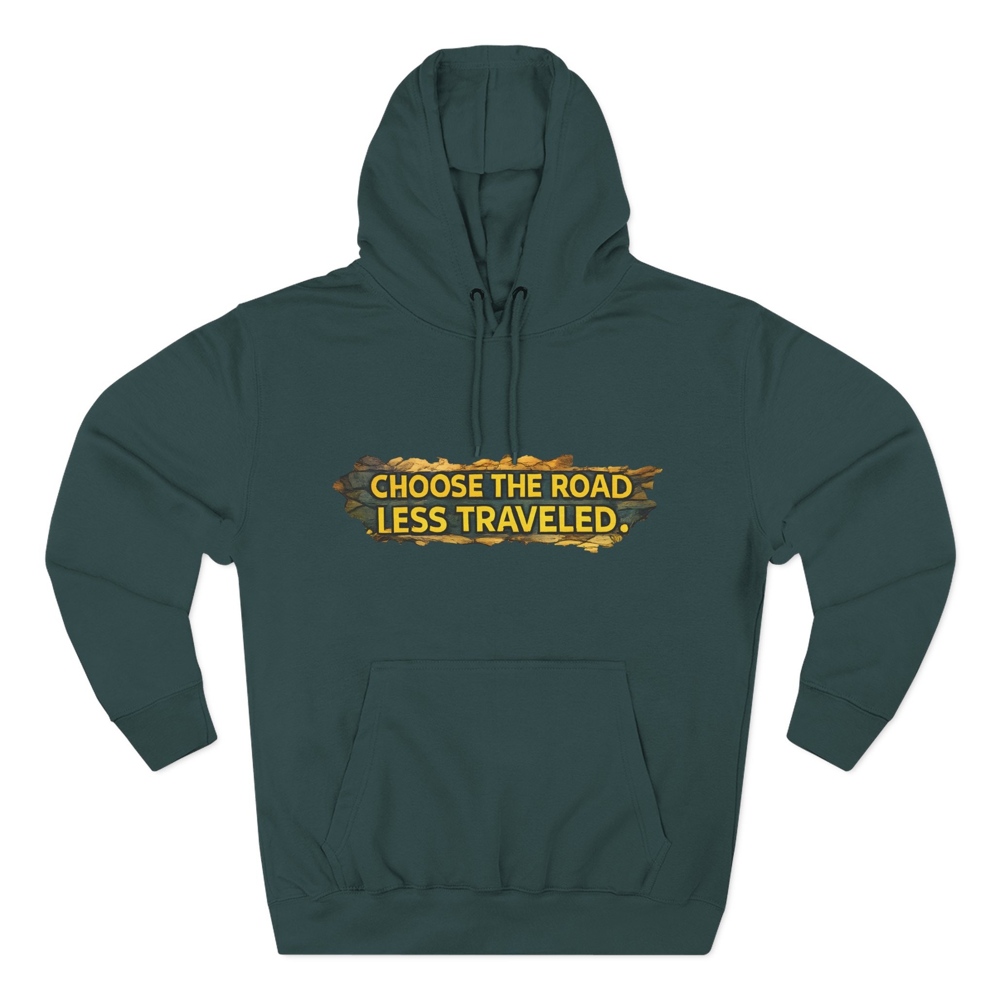 Three-Panel Fleece Hoodie - "Choose The Road Less Traveled" Design Cubic-Line