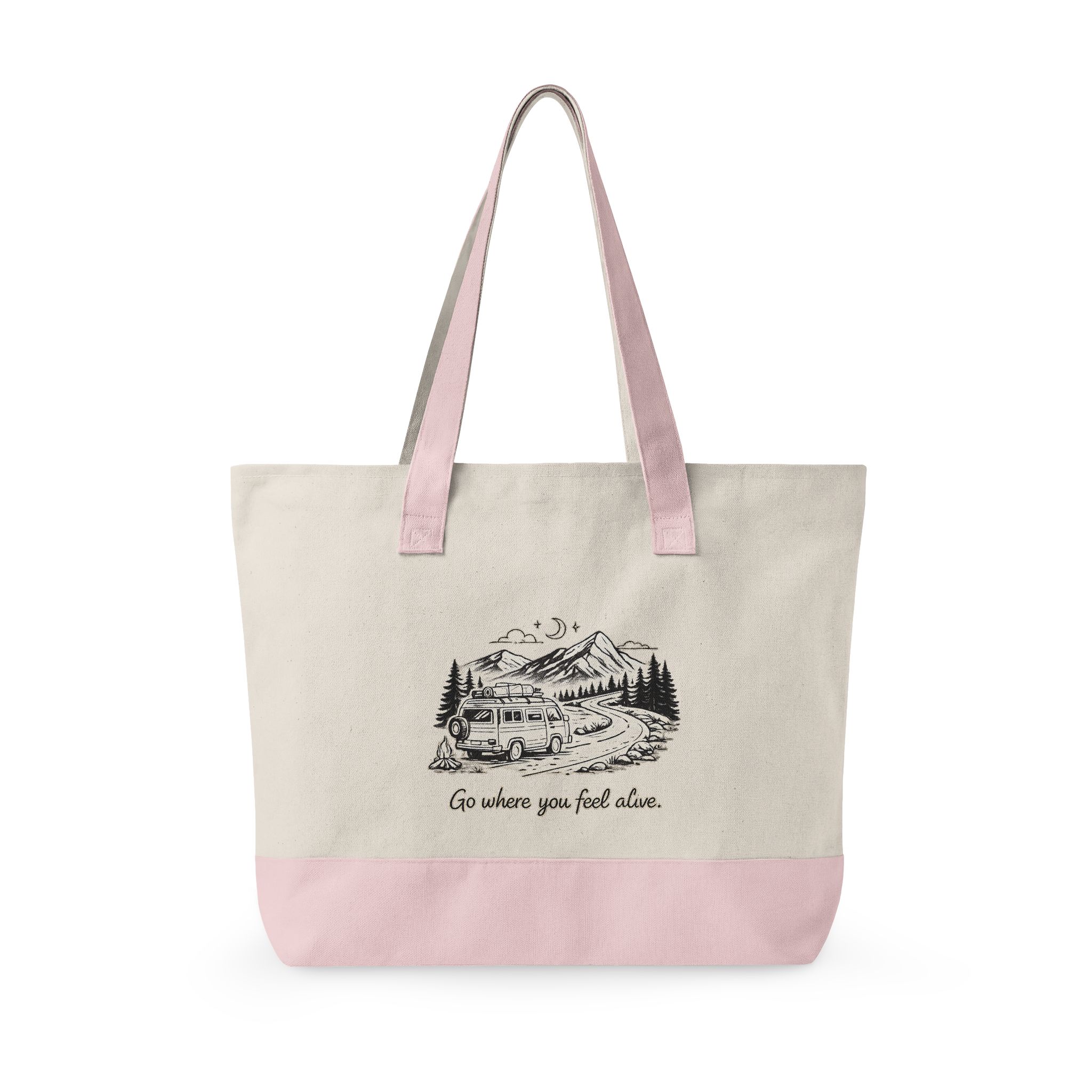 7394521706851942125_2048.jpeg Zippered Canvas Tote — "Go Where You Feel Alive" (Design Minimal-Line)