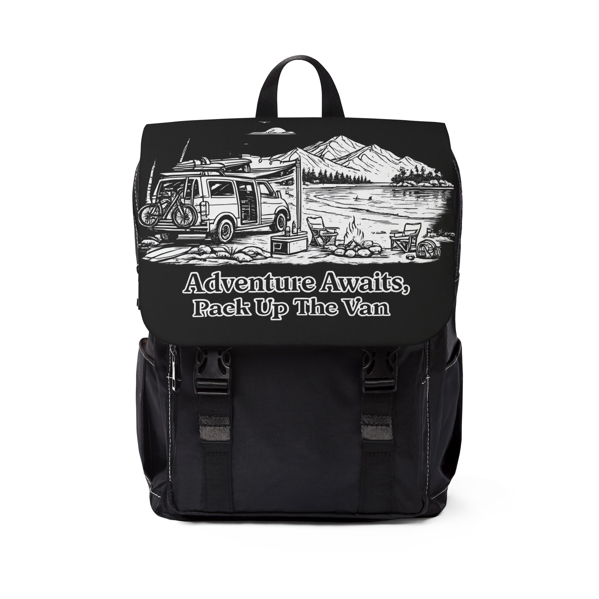 7444045200004366097_2048.jpeg Unisex Casual Shoulder Backpack — "Adventure Awaits,Pack Up The Van" Design Minimal-Line